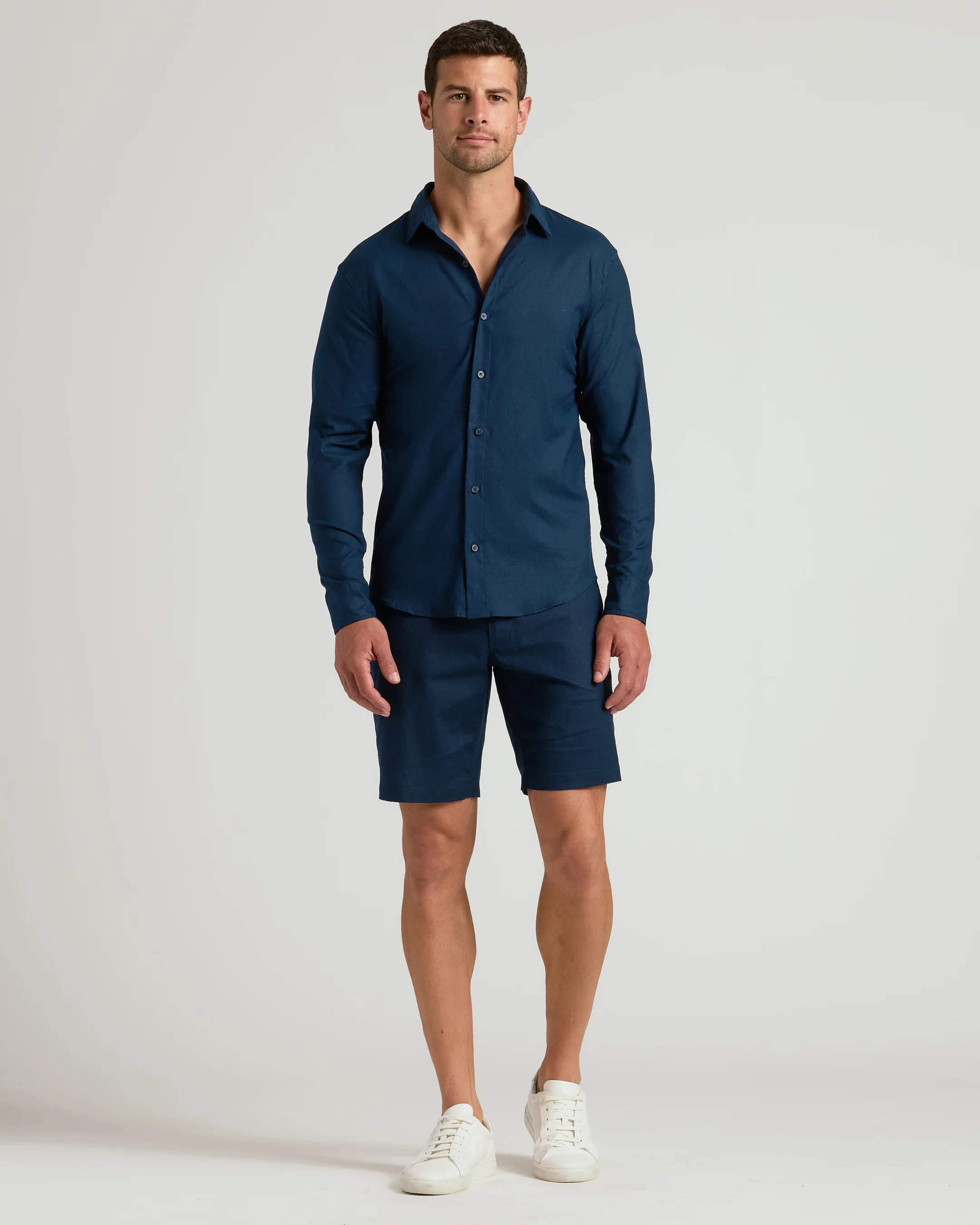 9" Navy Linen Shorts - Image 7