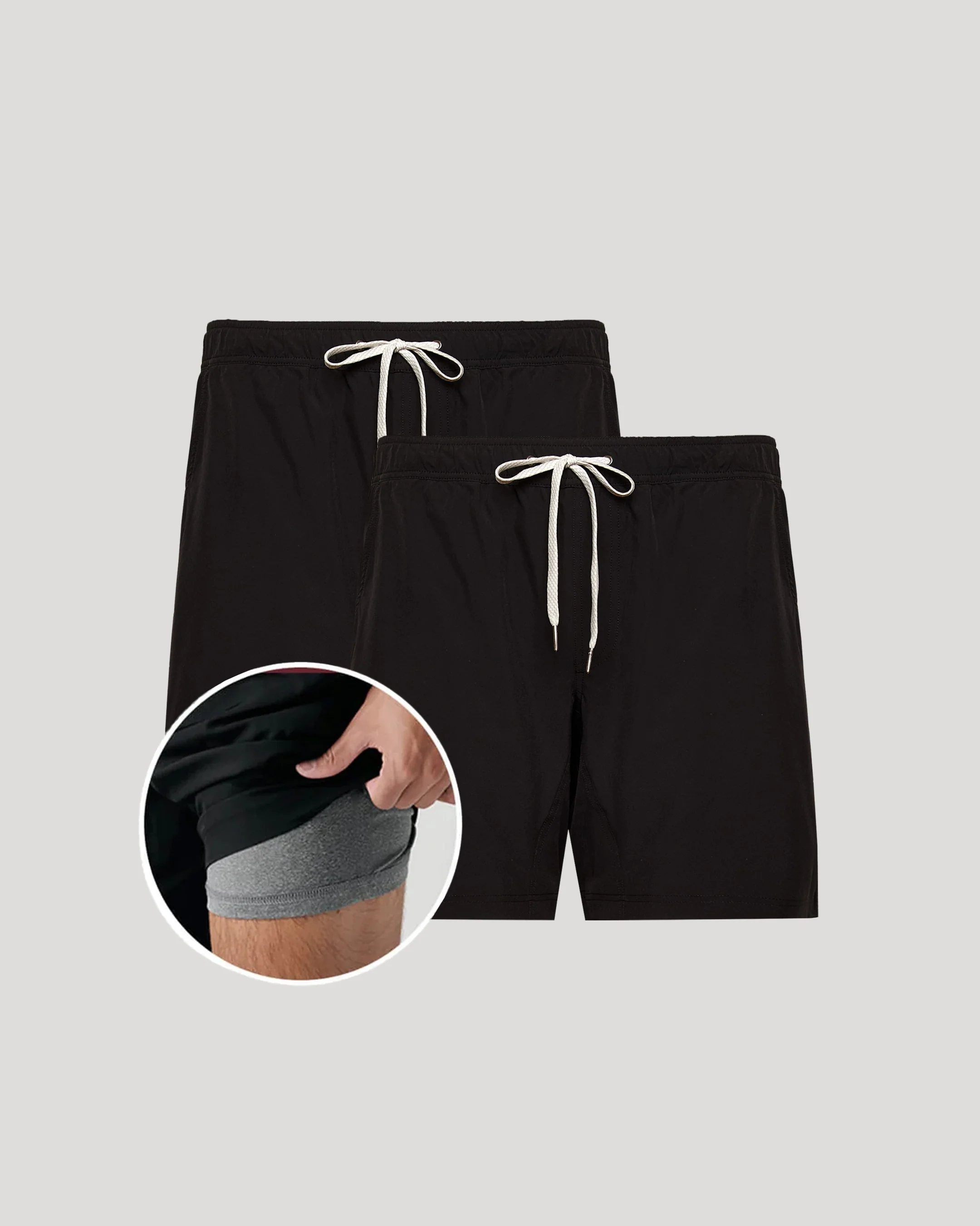All Black Active Quick Dry Shorts with Liner 2-Pack