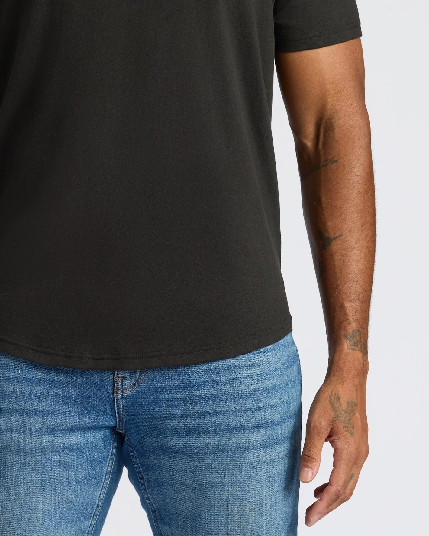 Black Curved Hem Classic Crew Neck - Image 7