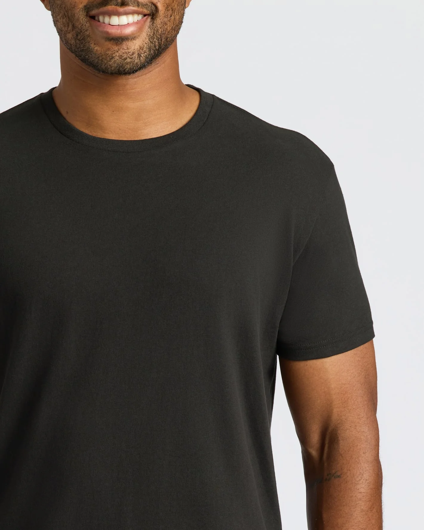Black Curved Hem Classic Crew Neck - Image 6