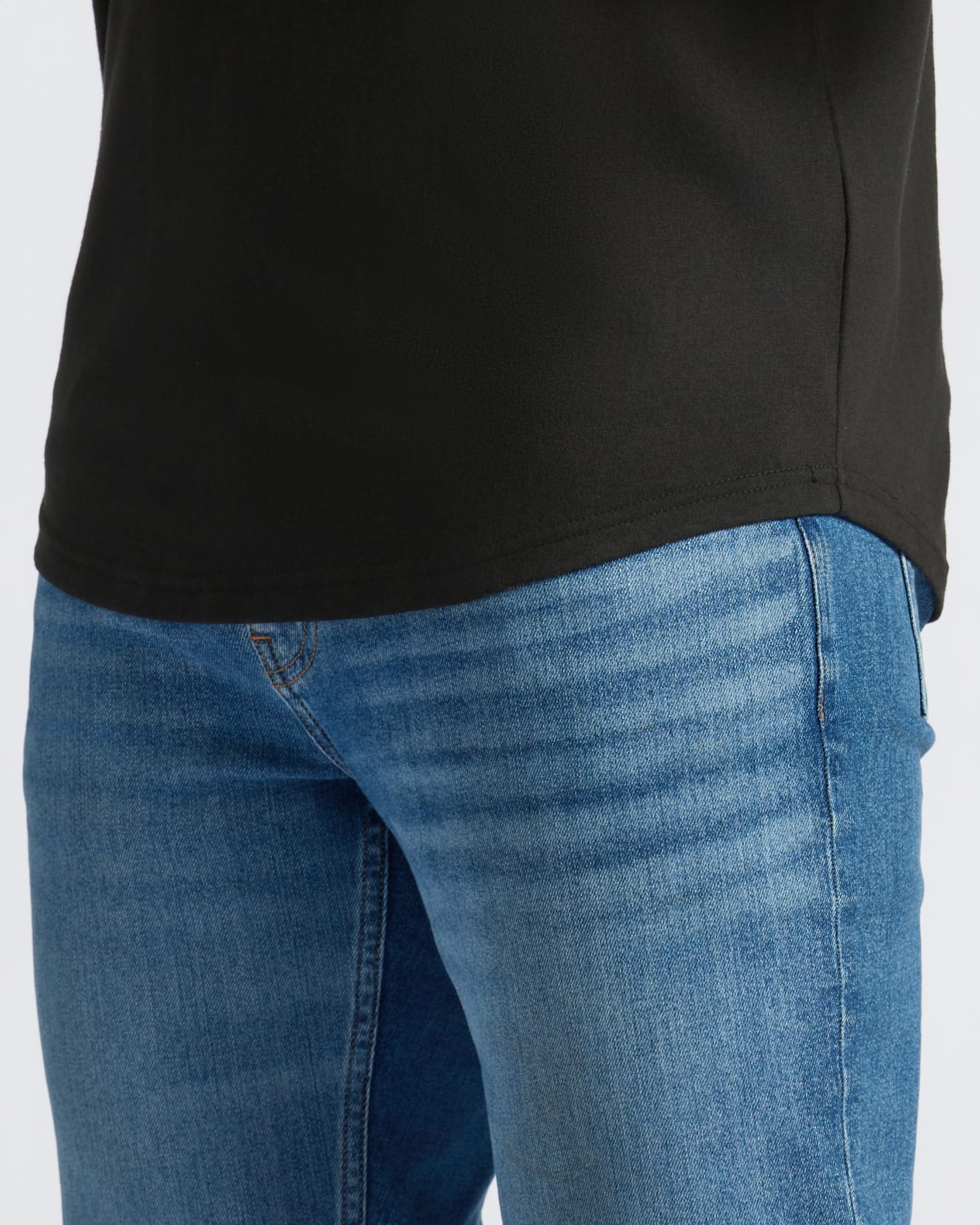 Black Curved Hem Classic Crew Neck - Image 8