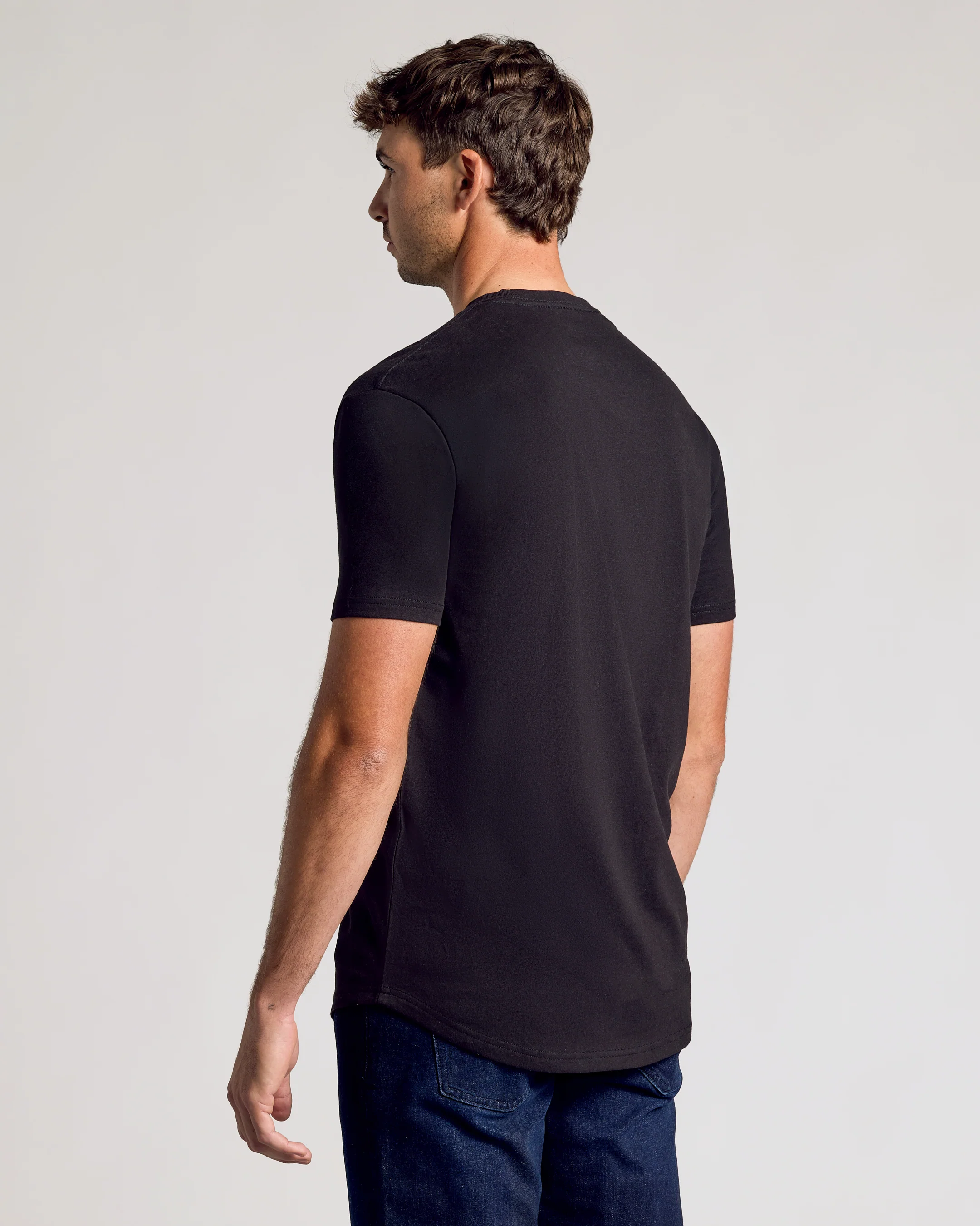 All Black Short Sleeve Tall Curved Hem Crew 3-Pack - Image 3