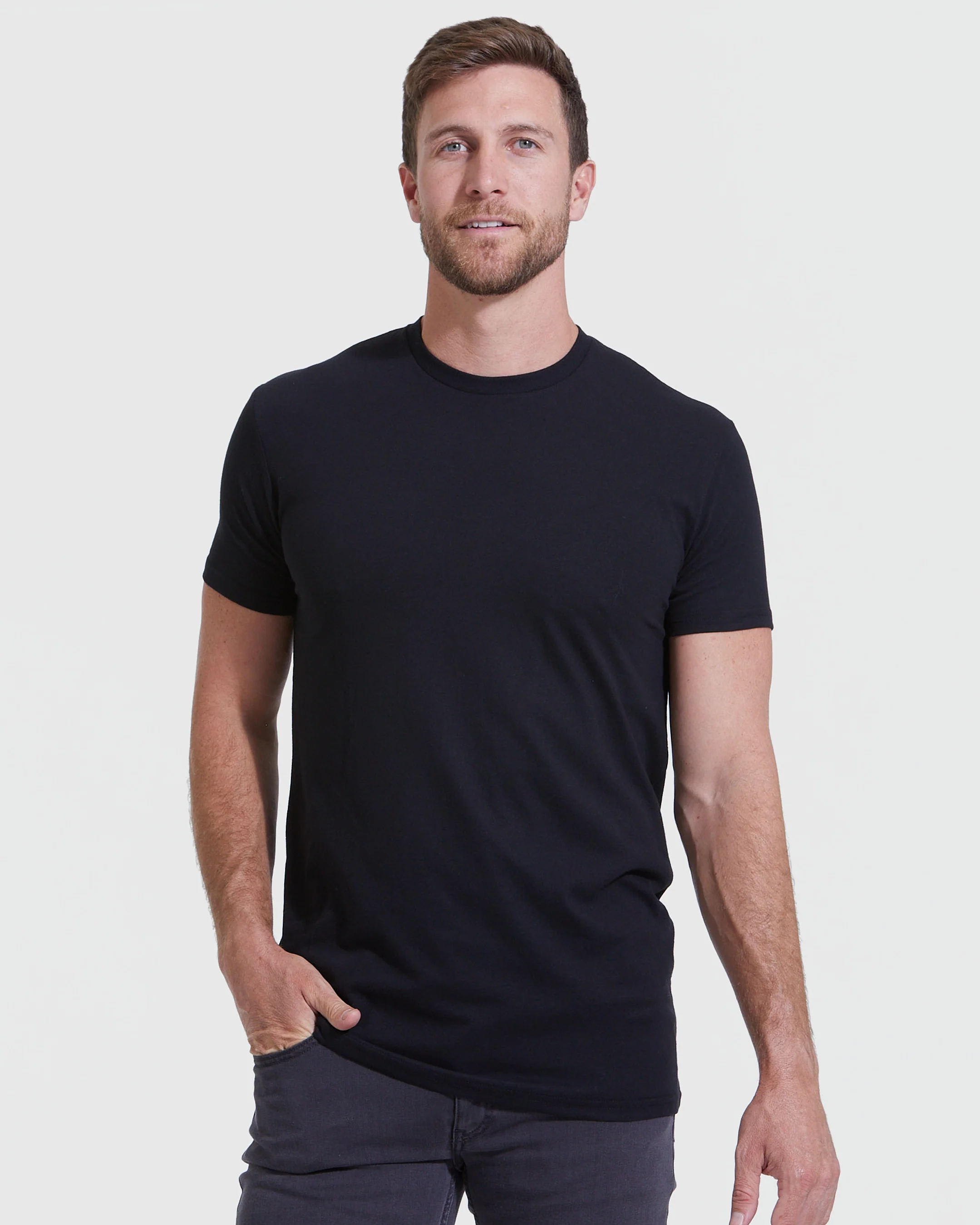 All Black Tall Straight Hem Crew Neck T-Shirt 6-Pack - Image 2