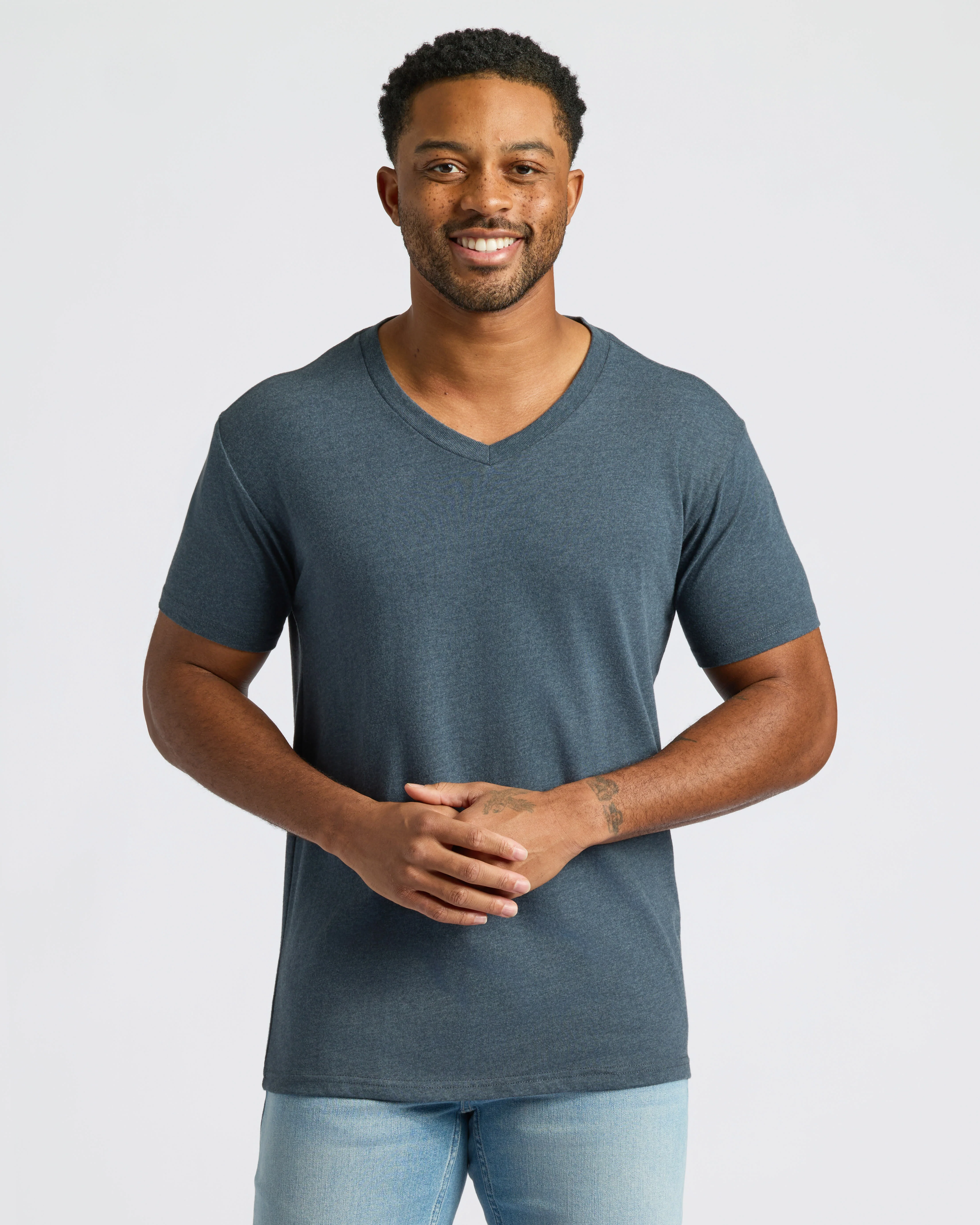 Heather Navy Classic V-Neck - Image 7