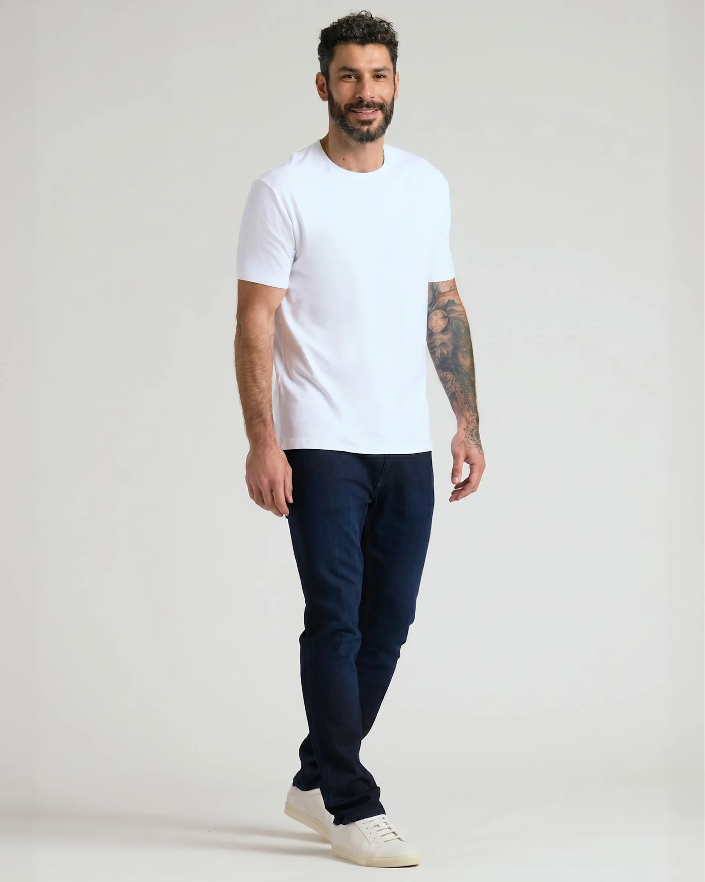 Optic White Pima Cotton Blend Crew - Image 4
