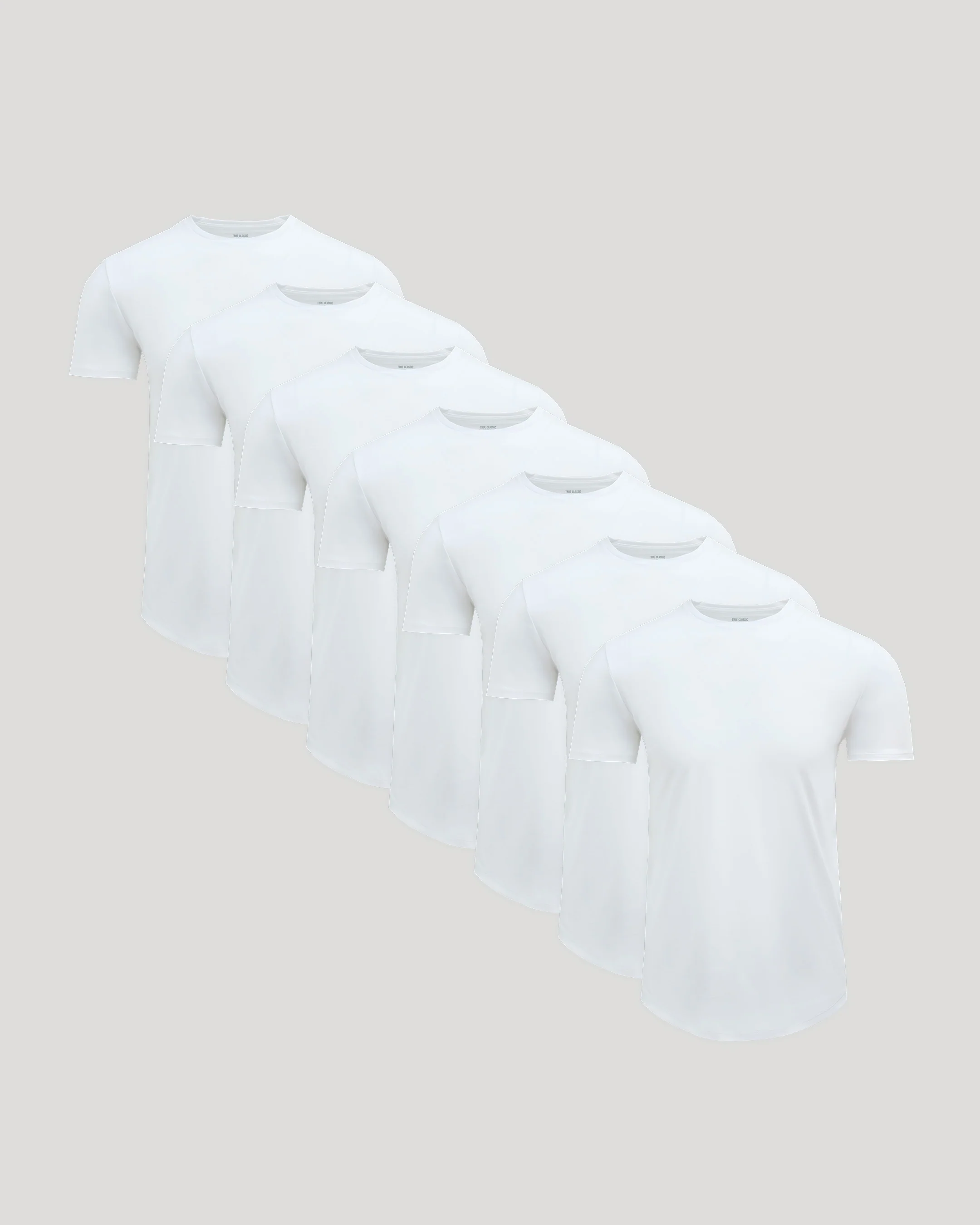 All White Pima Cotton Blend Curved Hem Crew 7-Pack