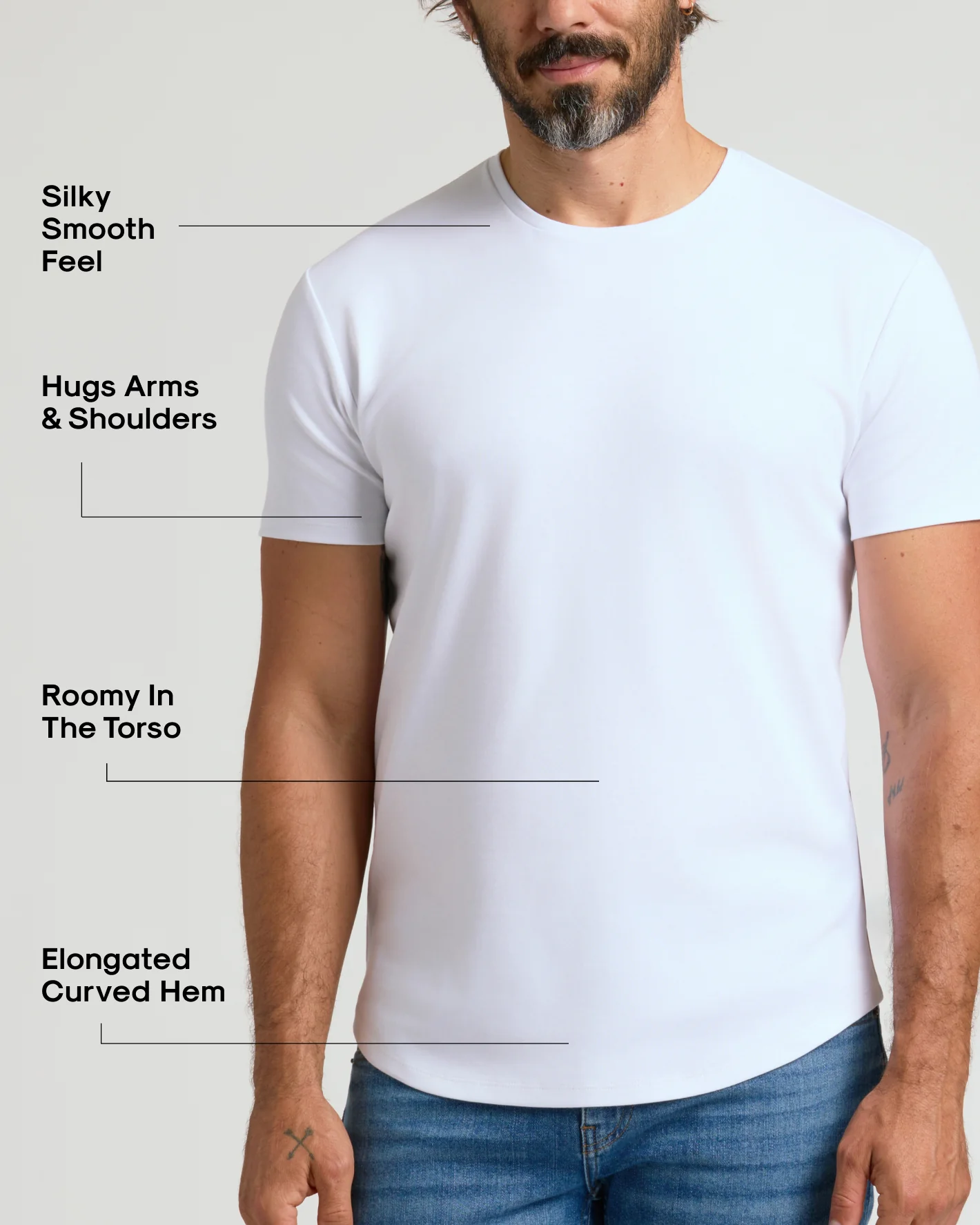 Pima Cotton Blend Curved Hem Crew 4-Pack - Image 3