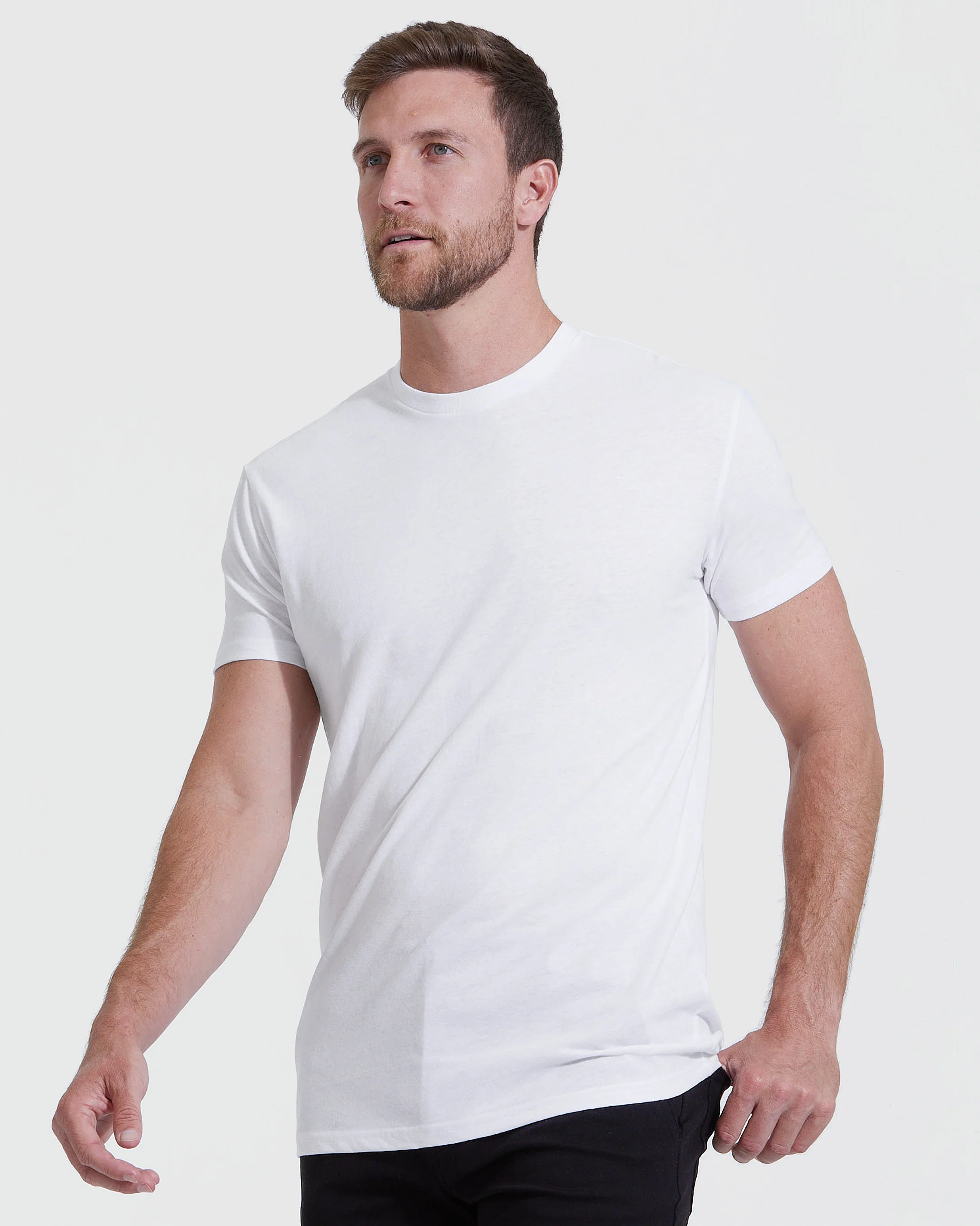 All-White Tall Straight Hem Crew Neck T-Shirt 3-Pack - Image 2