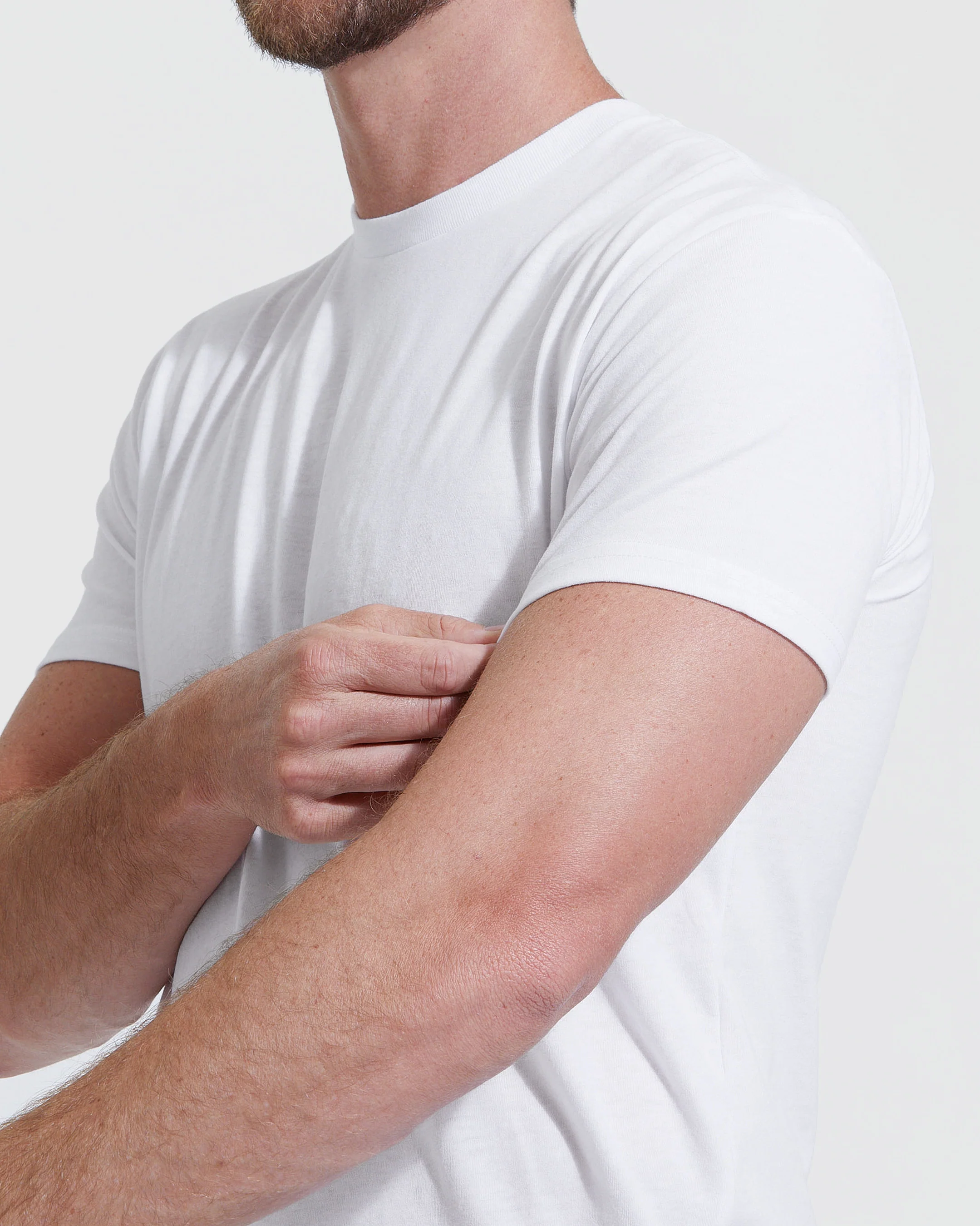 All-White Tall Straight Hem Crew Neck T-Shirt 3-Pack - Image 3
