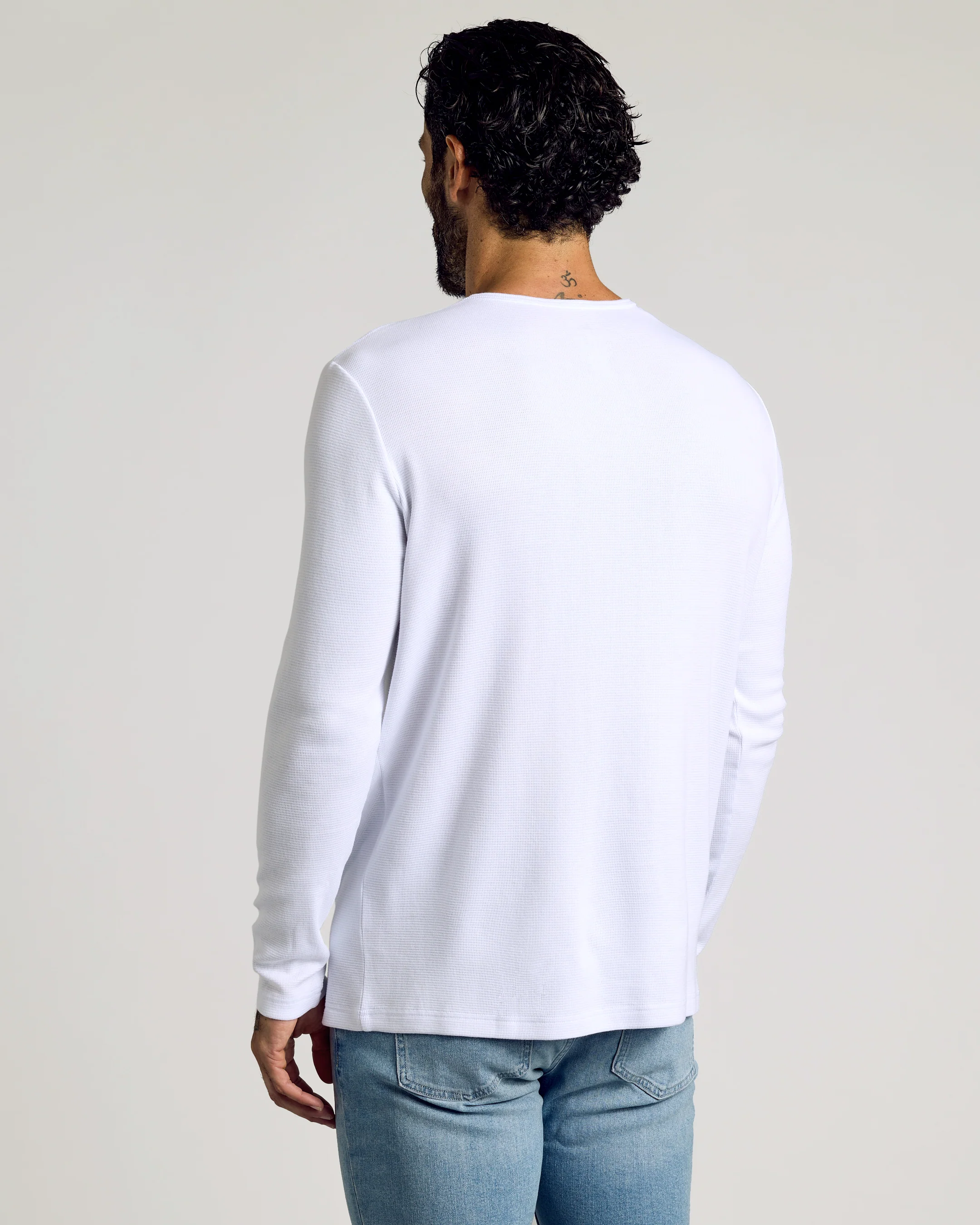 White Waffle Long Sleeve Henley 3-Pack - Image 3