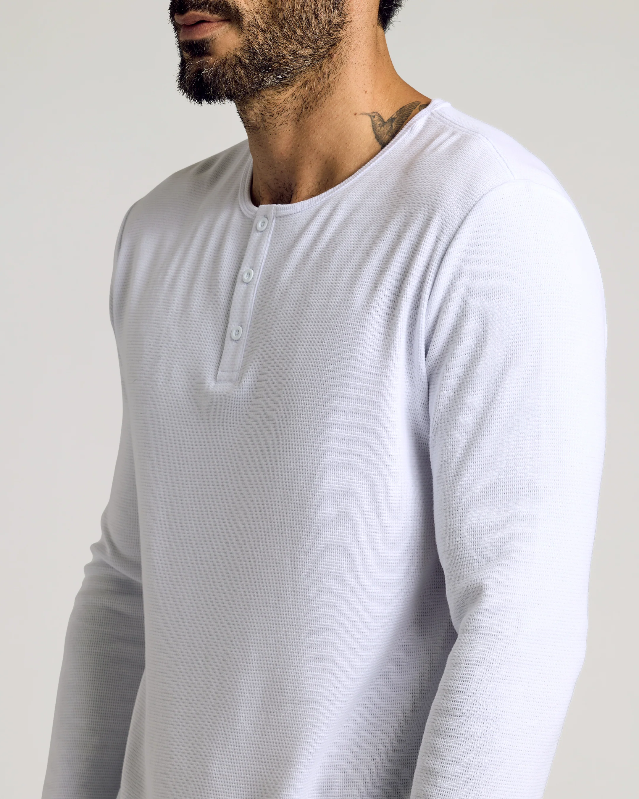 White Waffle Long Sleeve Henley 3-Pack - Image 4