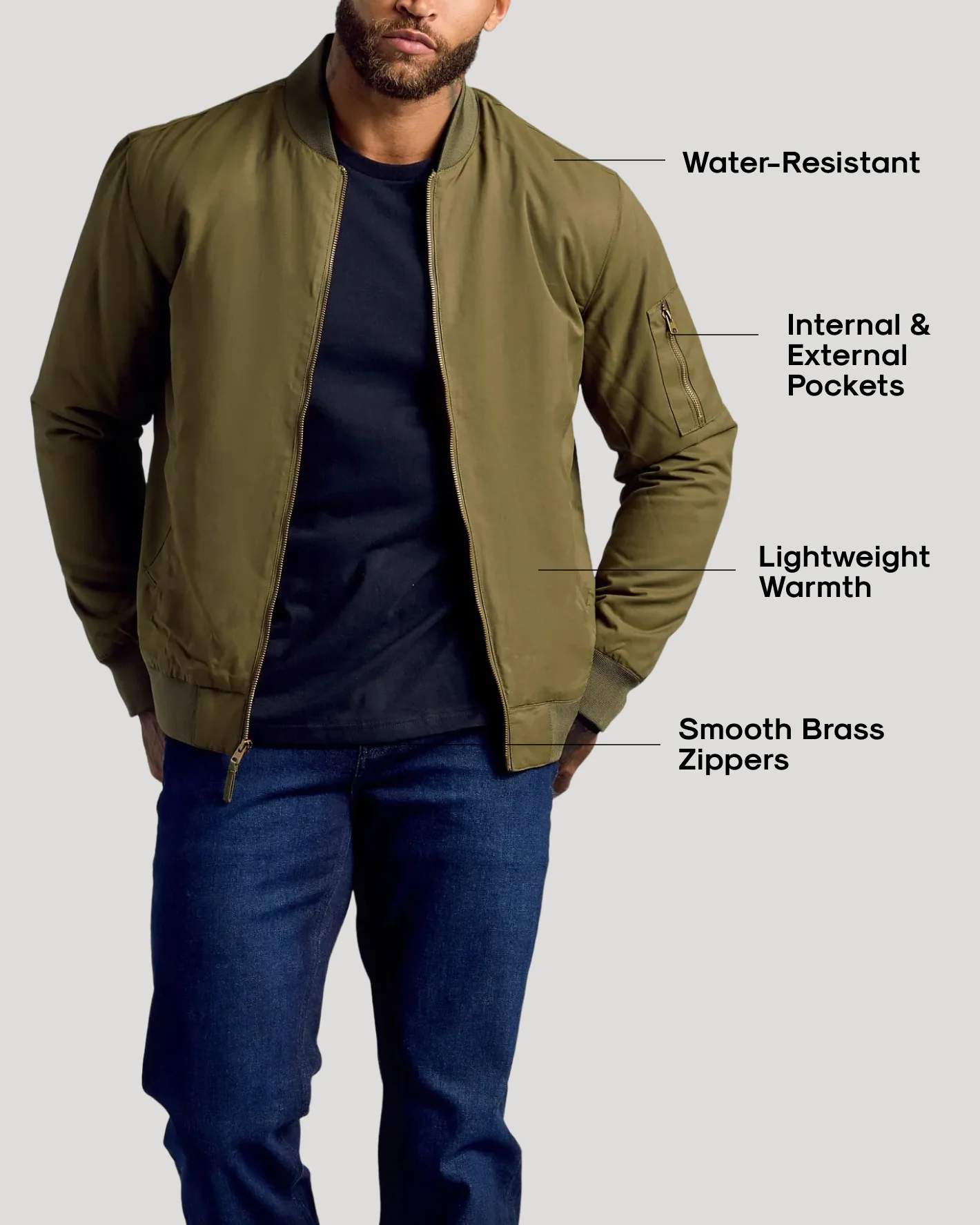 Army Green Bomber Jacket - Image 3