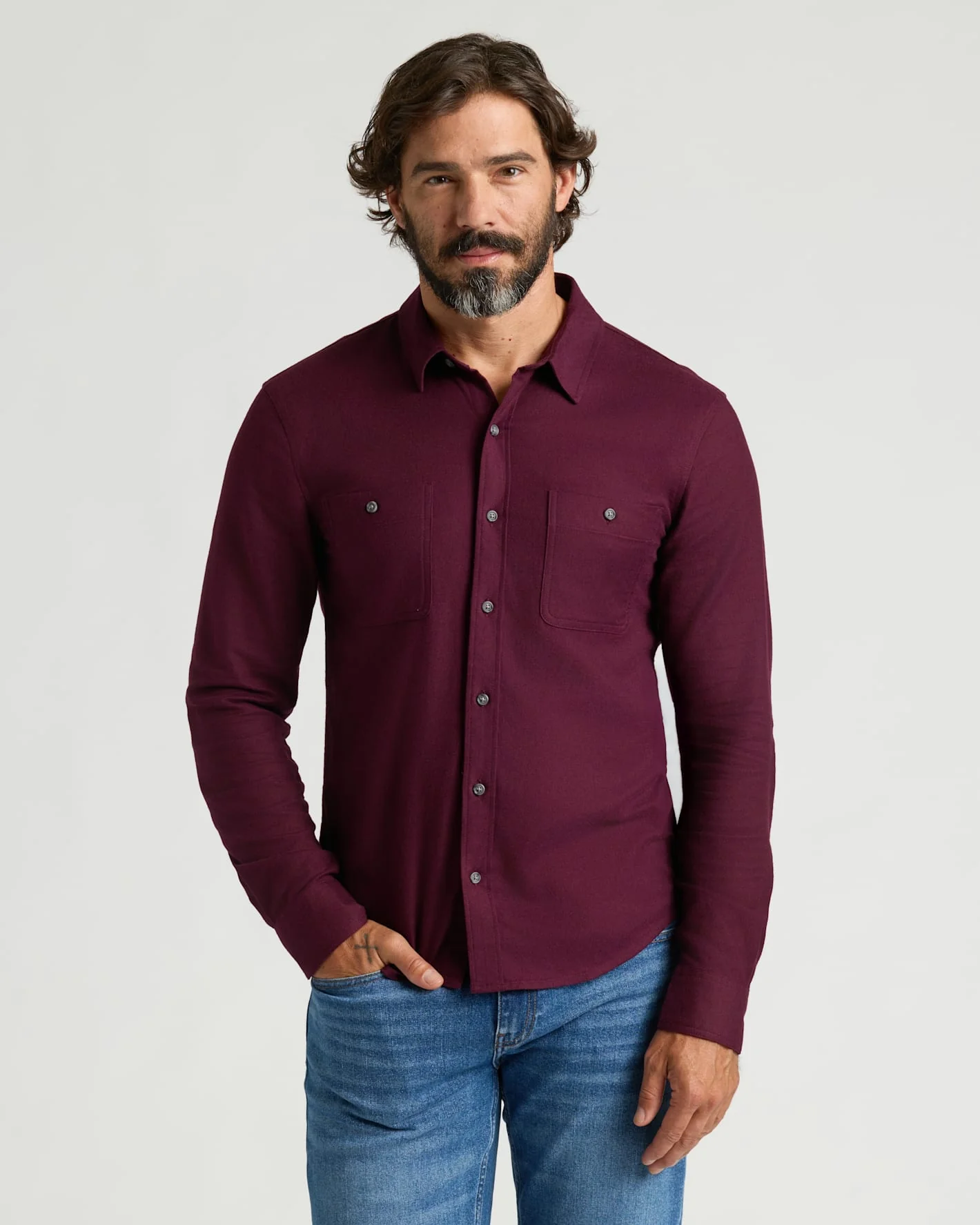 Aubergine Long Sleeve Flannel Shirt