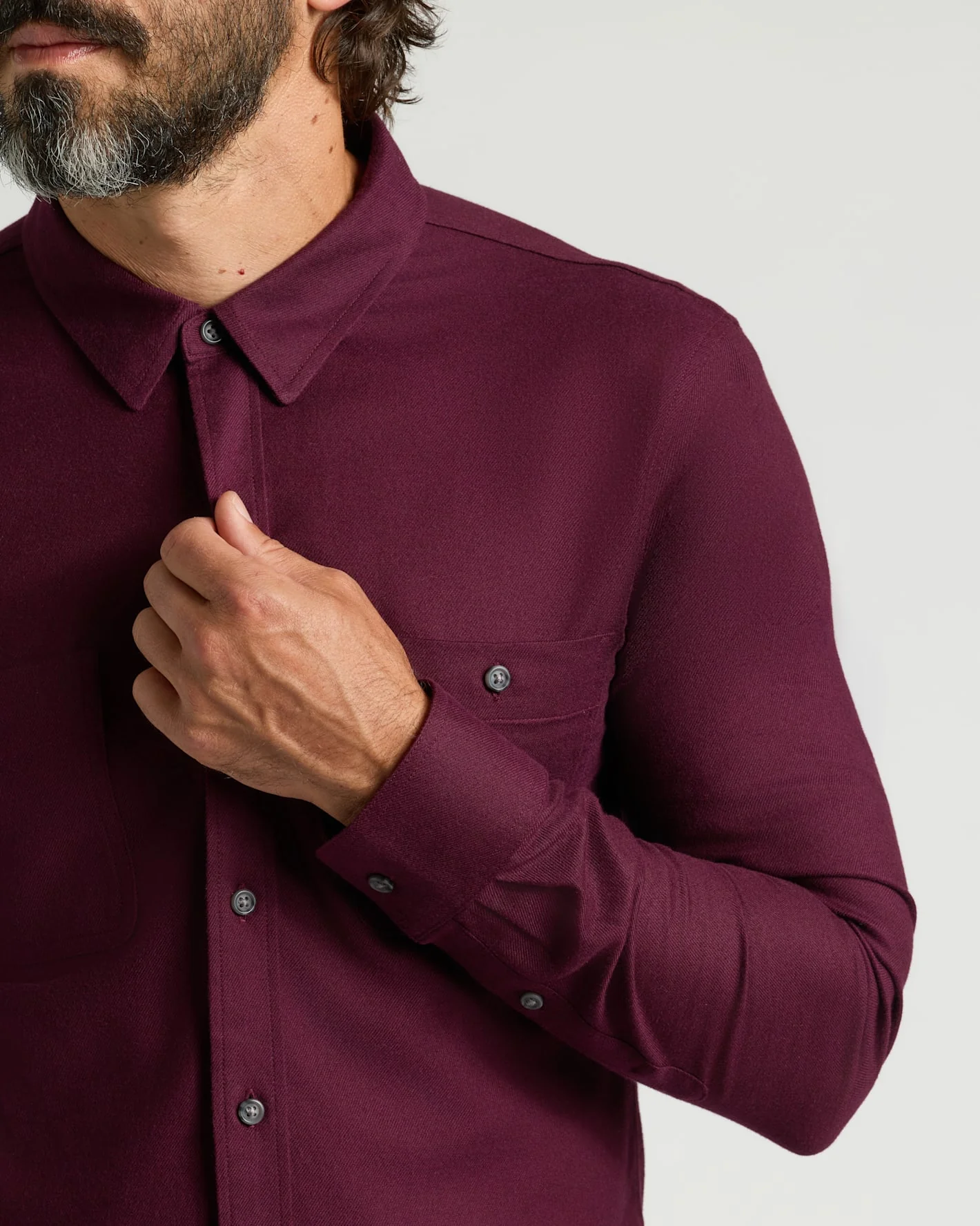 Aubergine Long Sleeve Flannel Shirt - Image 5