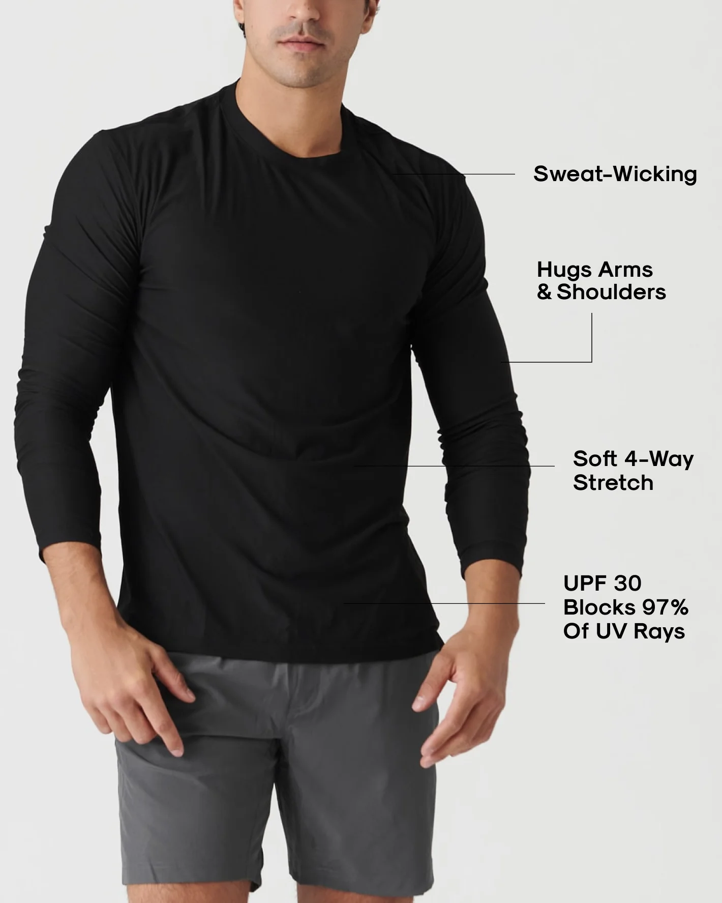 Black Active Long Sleeve Crew Neck T-Shirt - Image 3