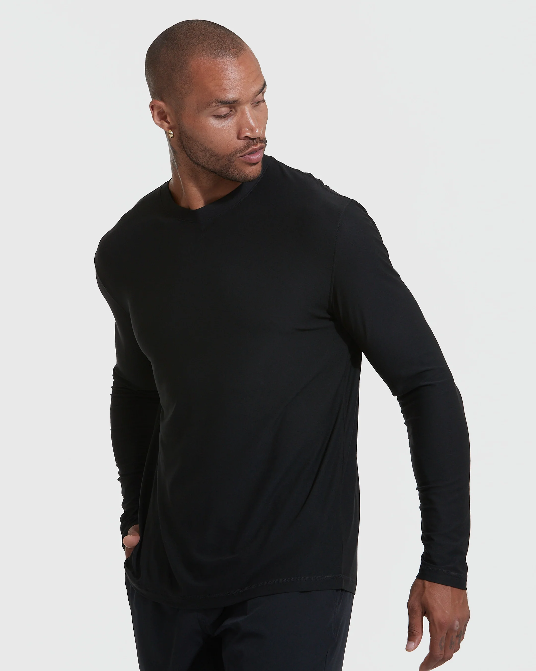 Black Active Long Sleeve Crew Neck T-Shirt - Image 4
