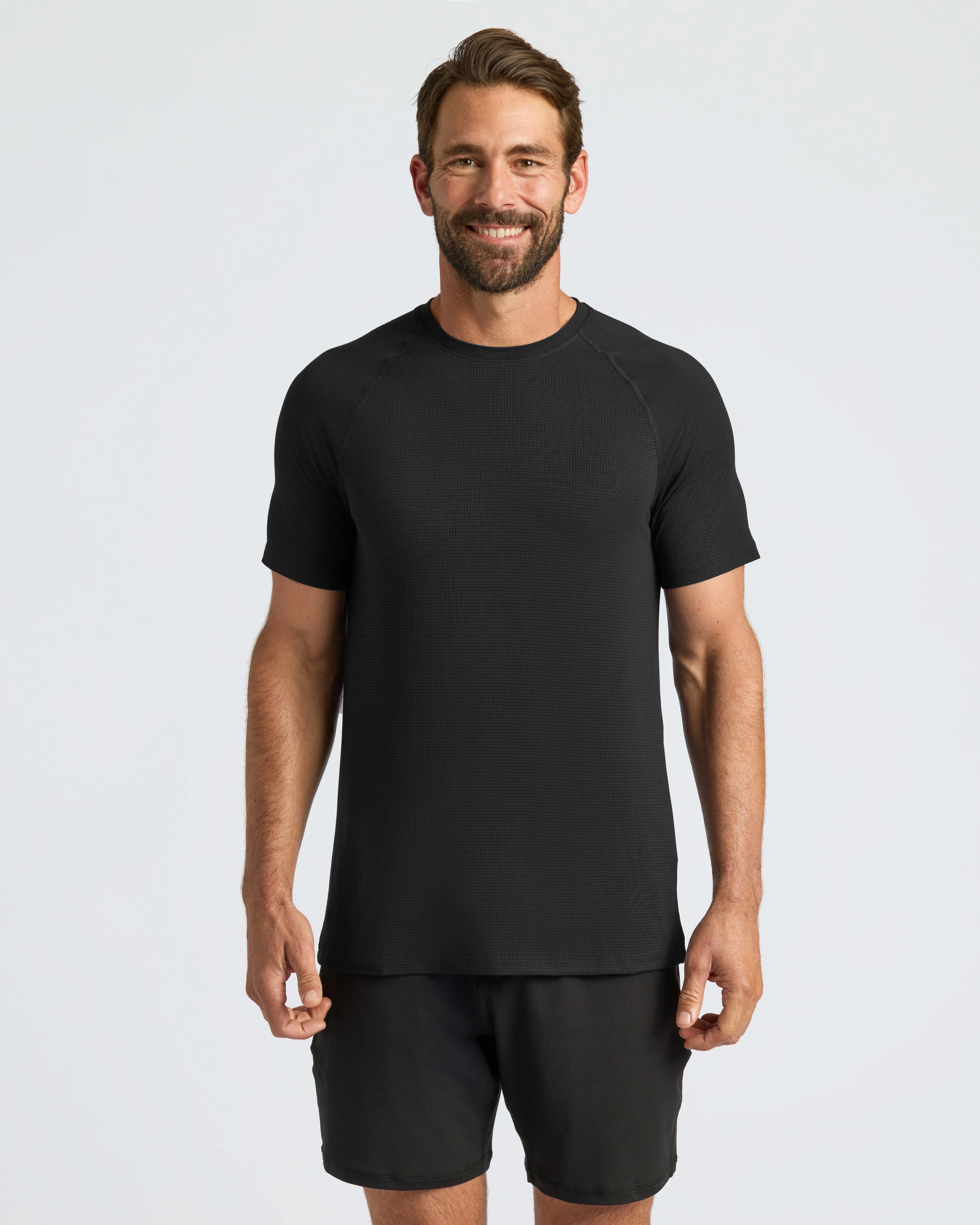 Black Active Mesh Crew