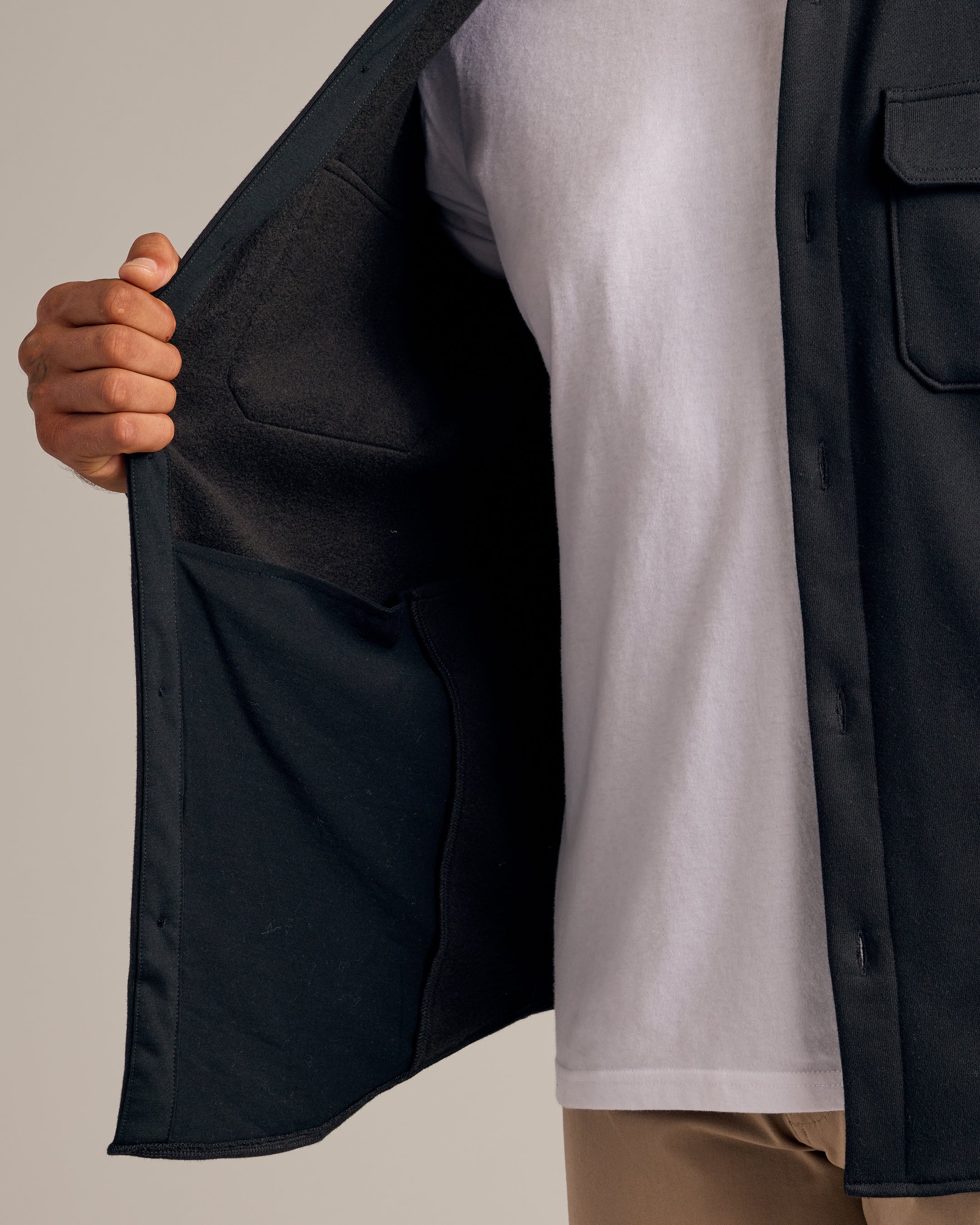 Black Fleece Shirt Jacket - Image 4