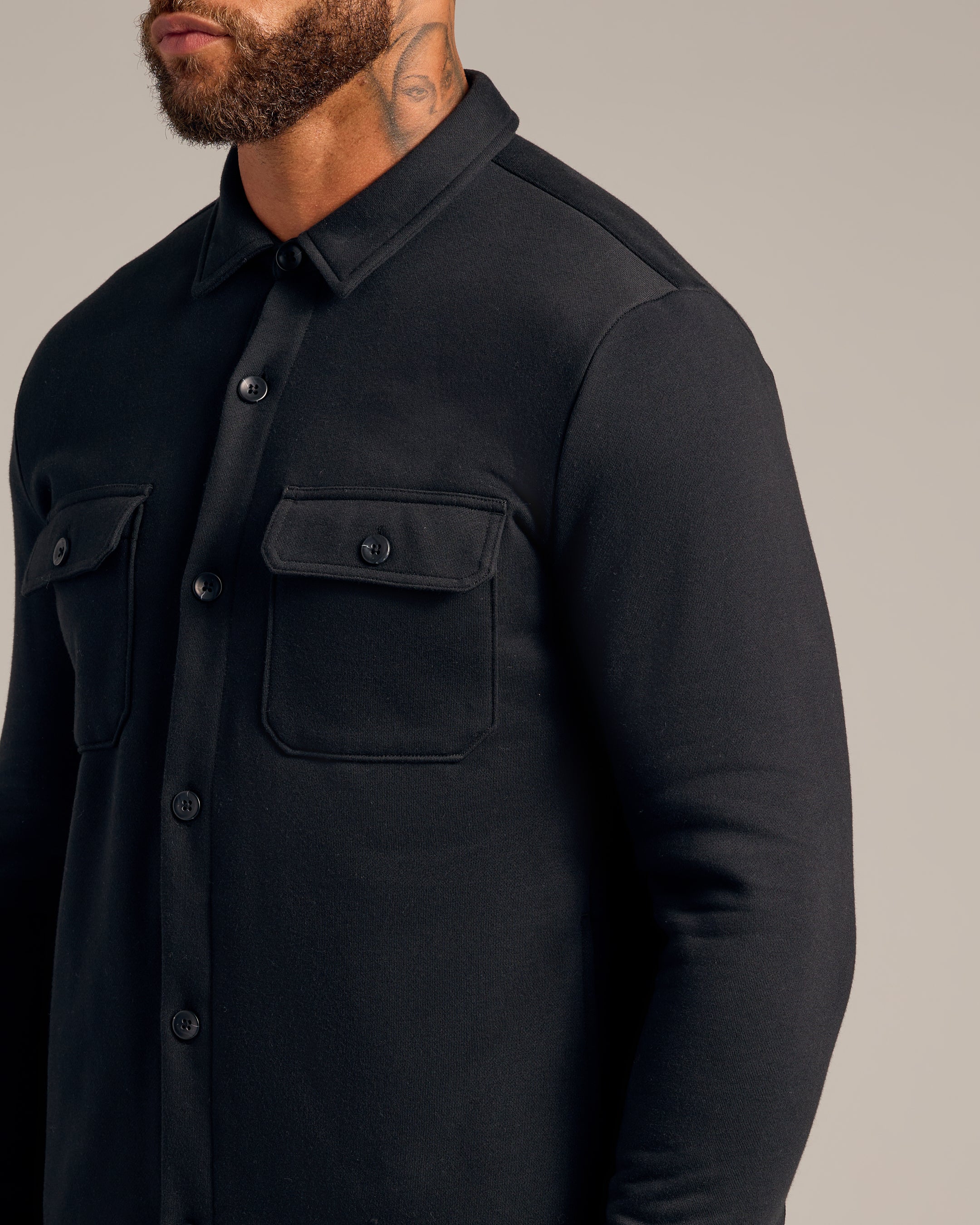 Black Fleece Shirt Jacket - Image 5