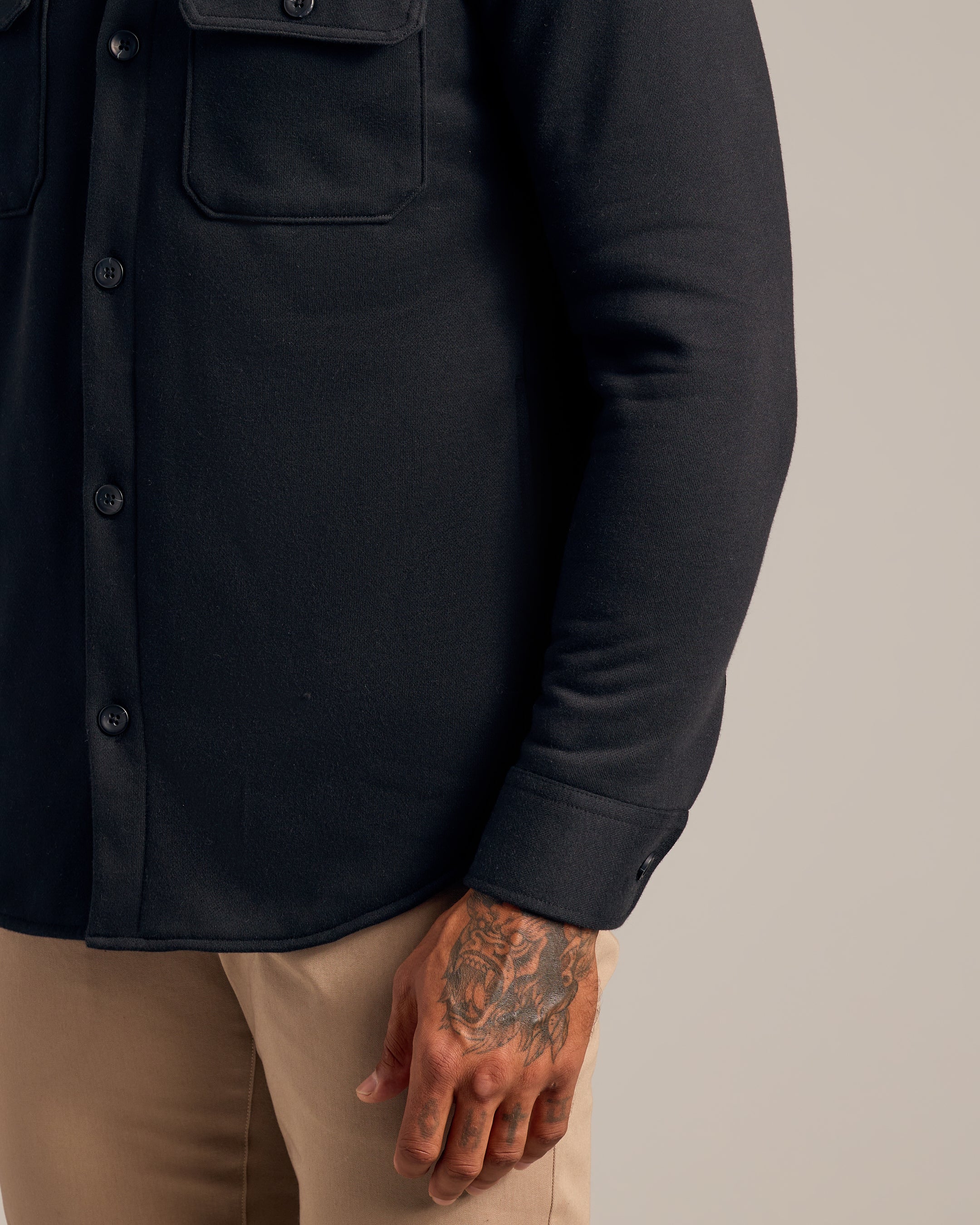 Black Fleece Shirt Jacket - Image 6
