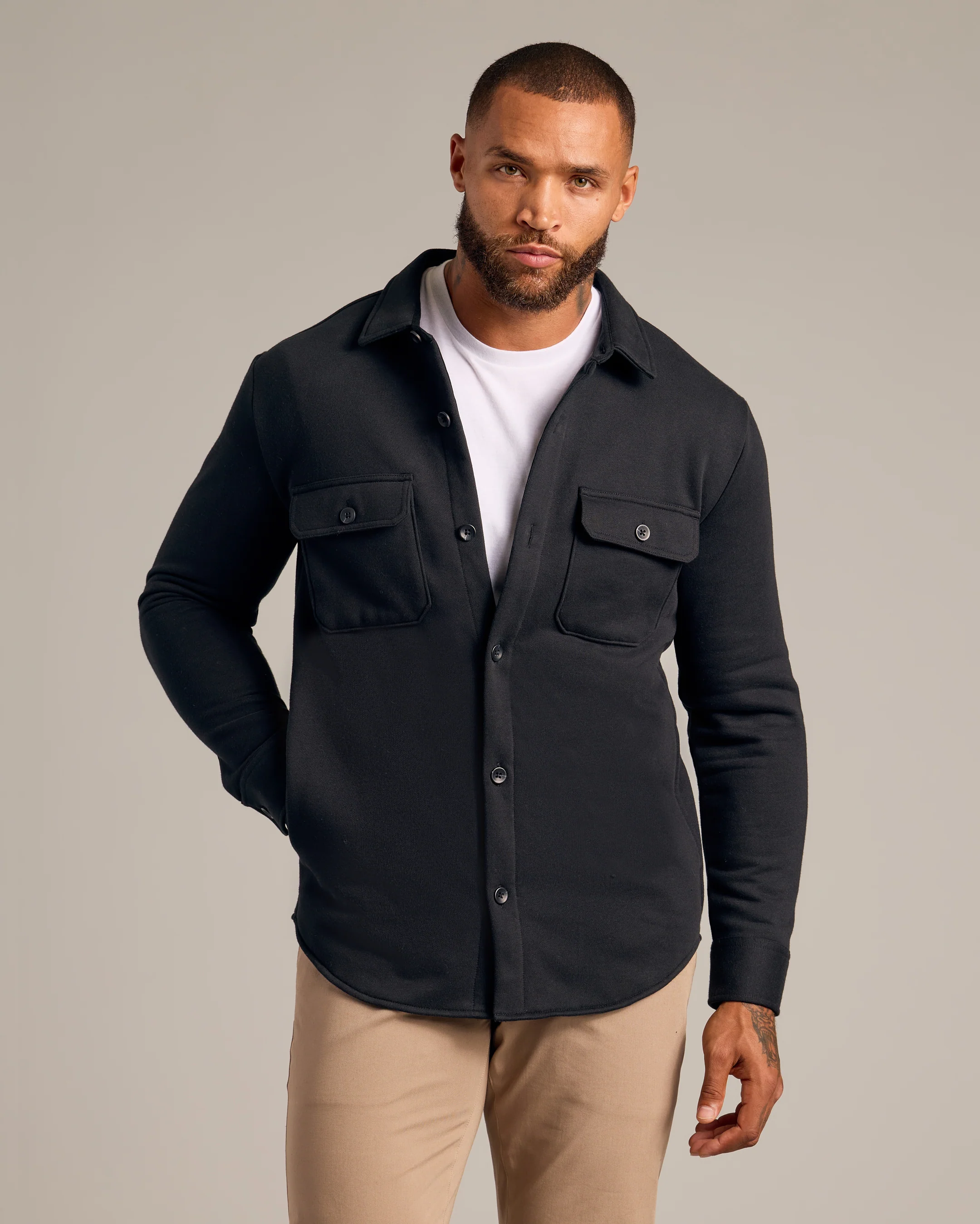Black Fleece Shirt Jacket - Image 8
