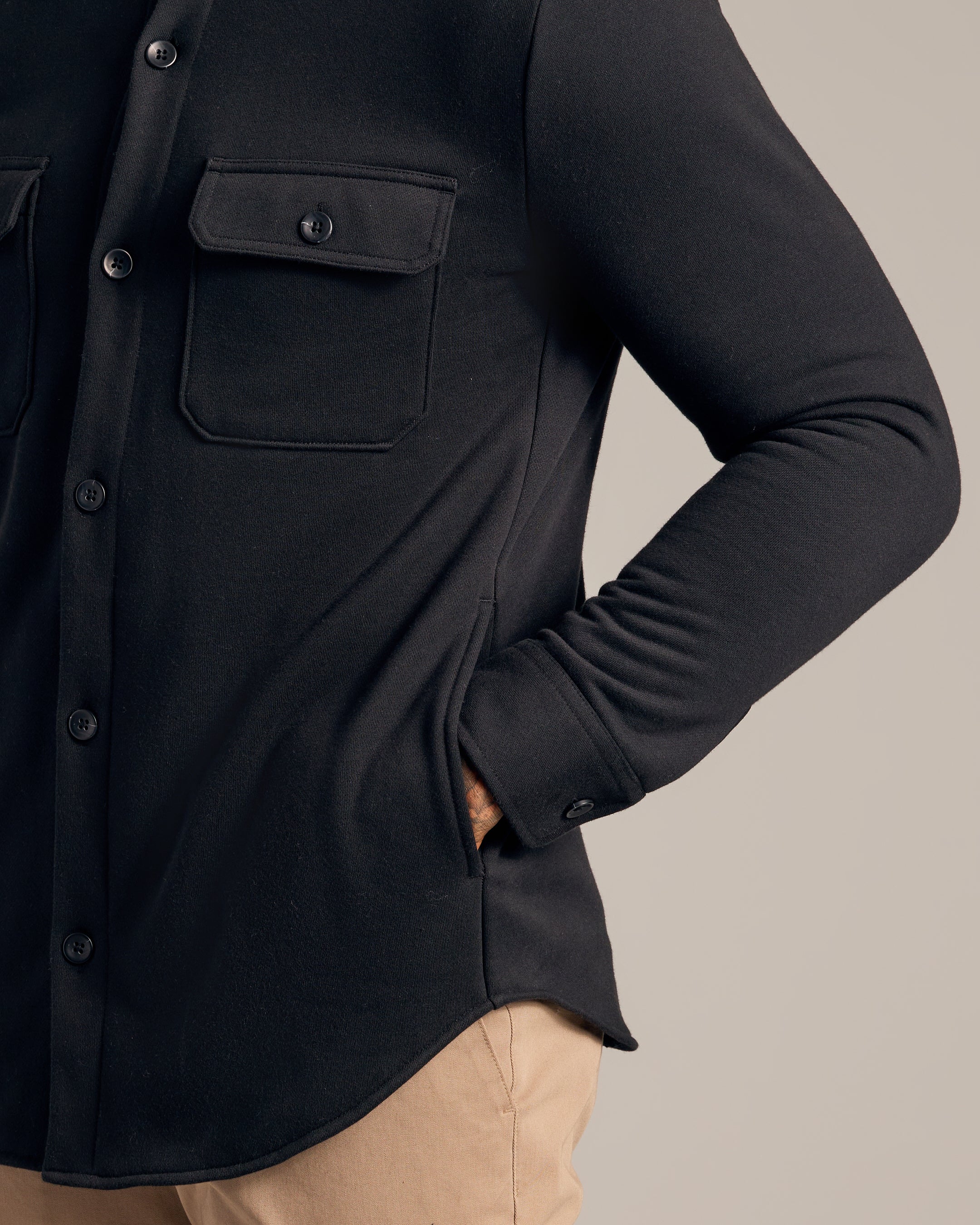Black Fleece Shirt Jacket - Image 9