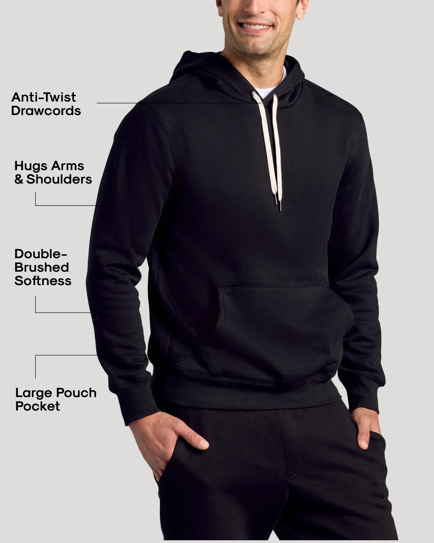 Black Fleece French Terry Pullover Hoodie - Image 3