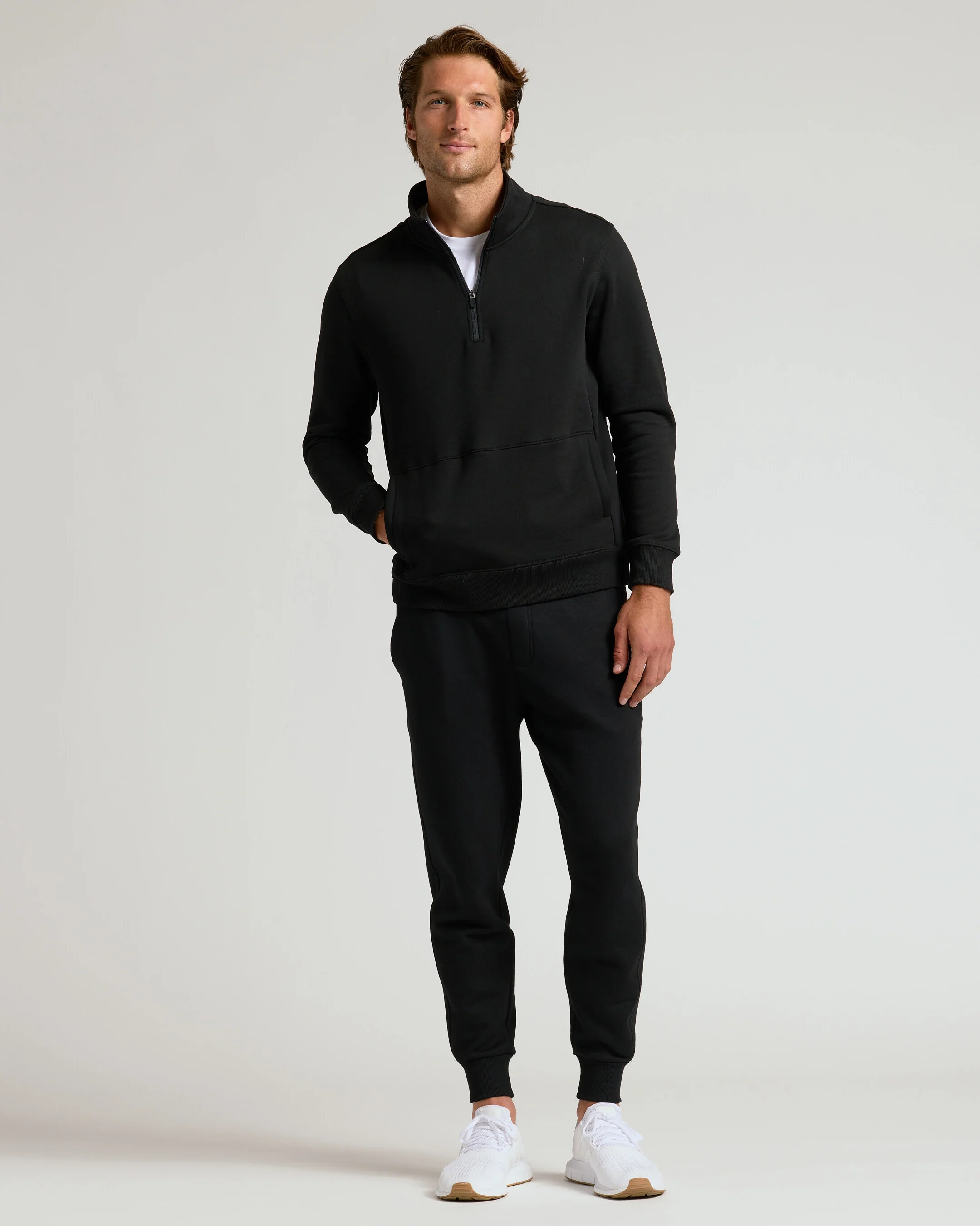 Black Quarter Zip Fleece Sweatshirt - Image 5