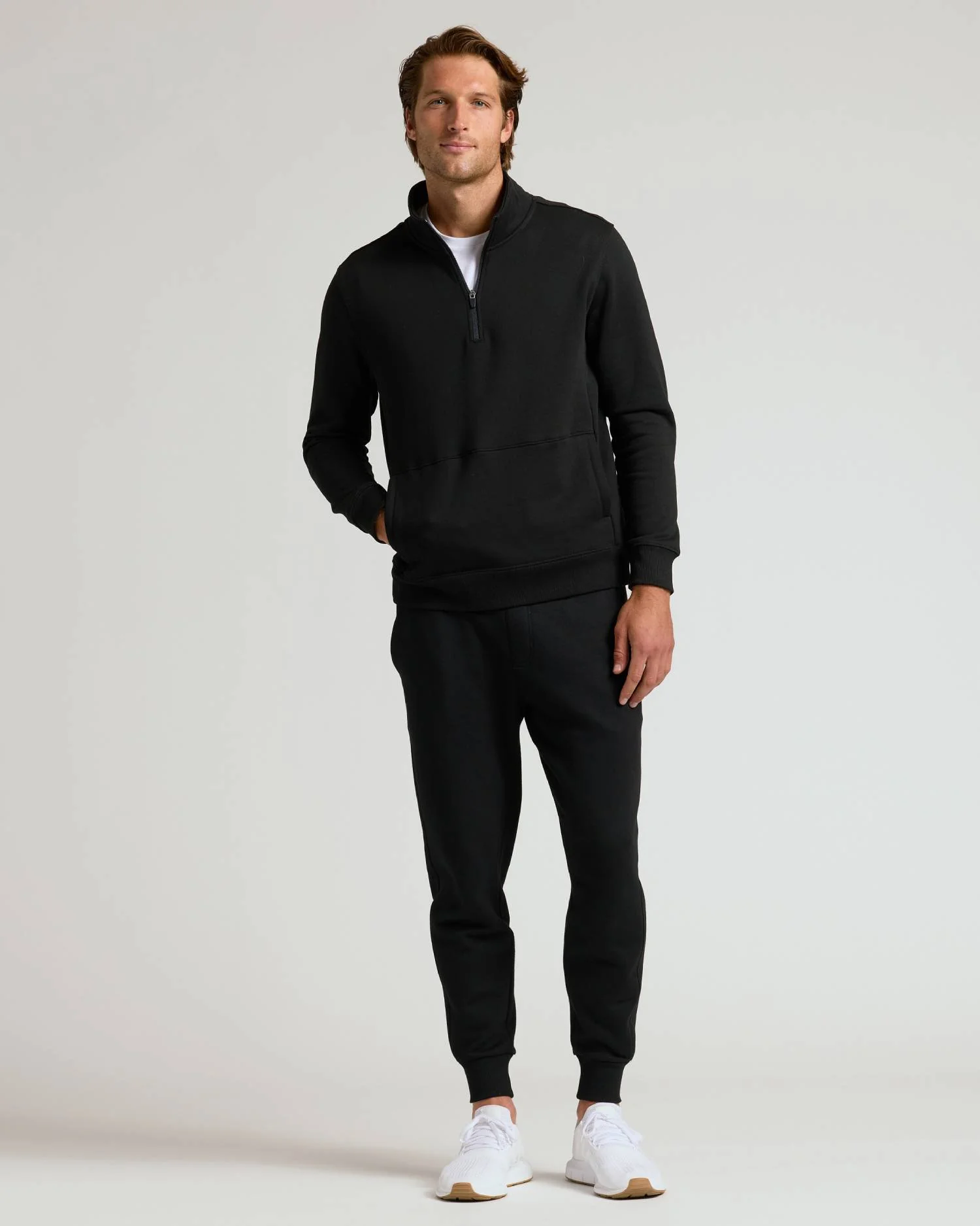 Black Quarter Zip Fleece Sweatshirt & Jogger 2-Pack - Image 3