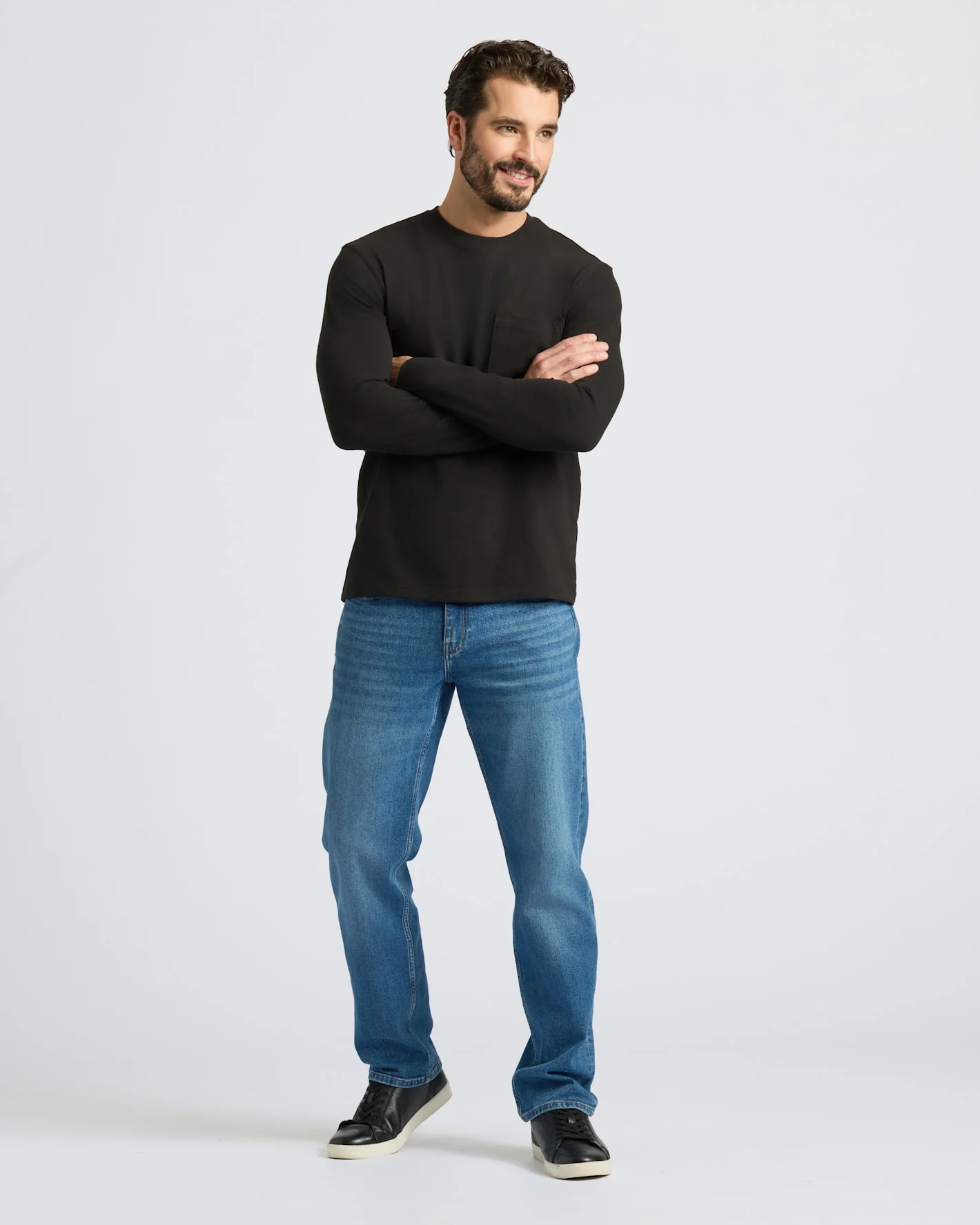 Black Heavyweight Long Sleeve Pocket Crew 2-PacK - Image 3
