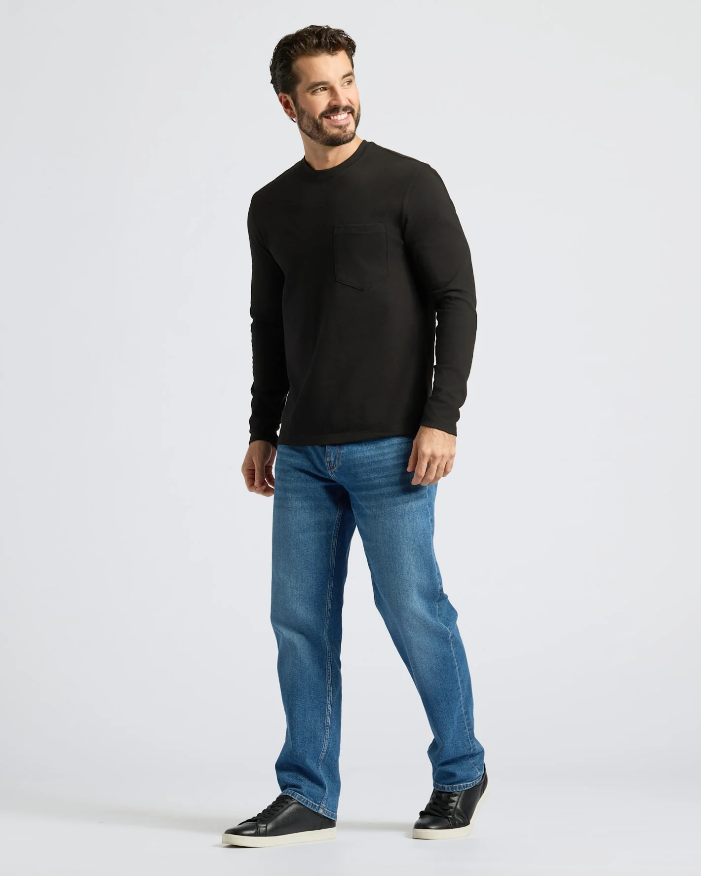 Black Heavyweight Long Sleeve Pocket Crew - Image 3