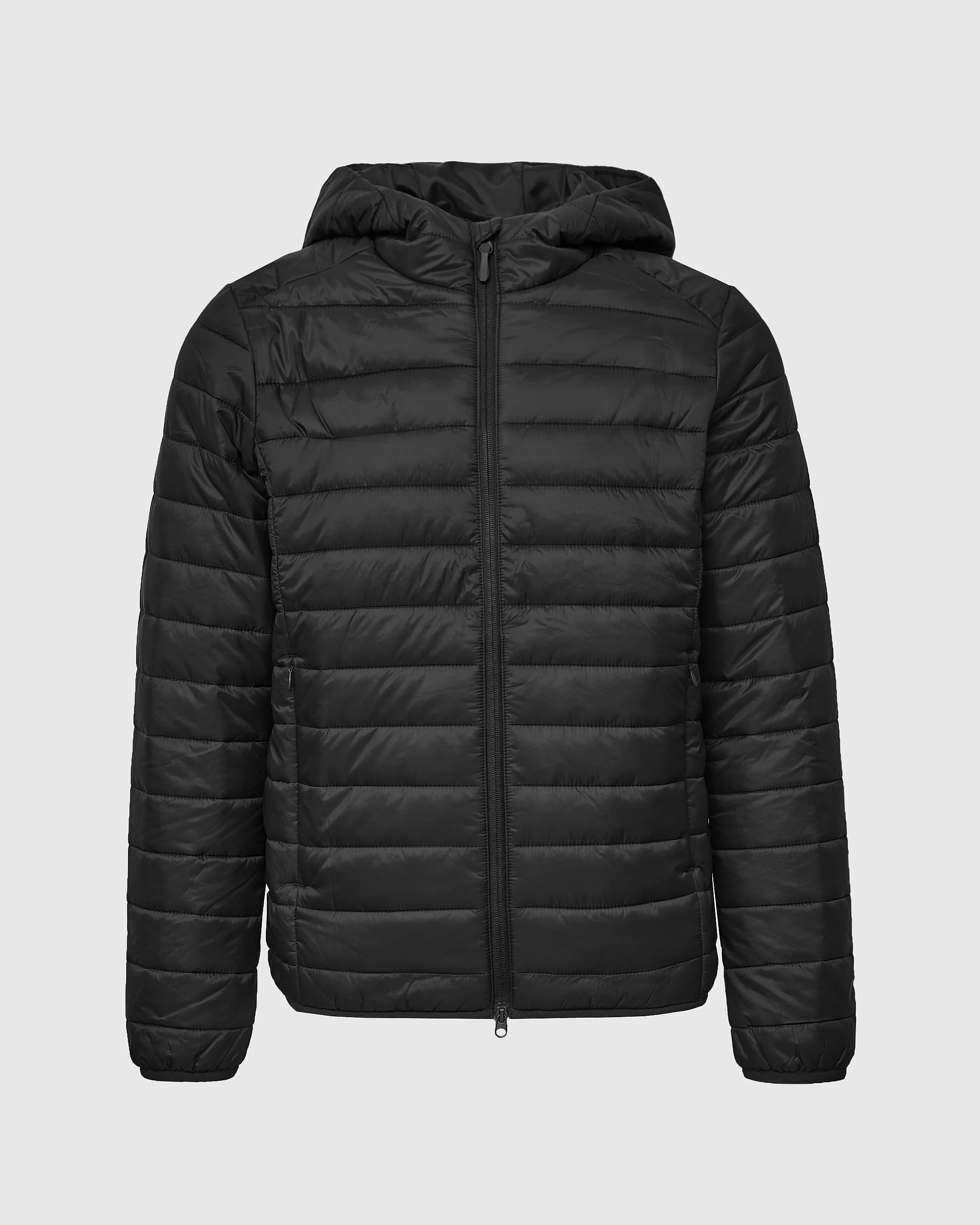 Black Hooded Puffer Jacket - Image 2