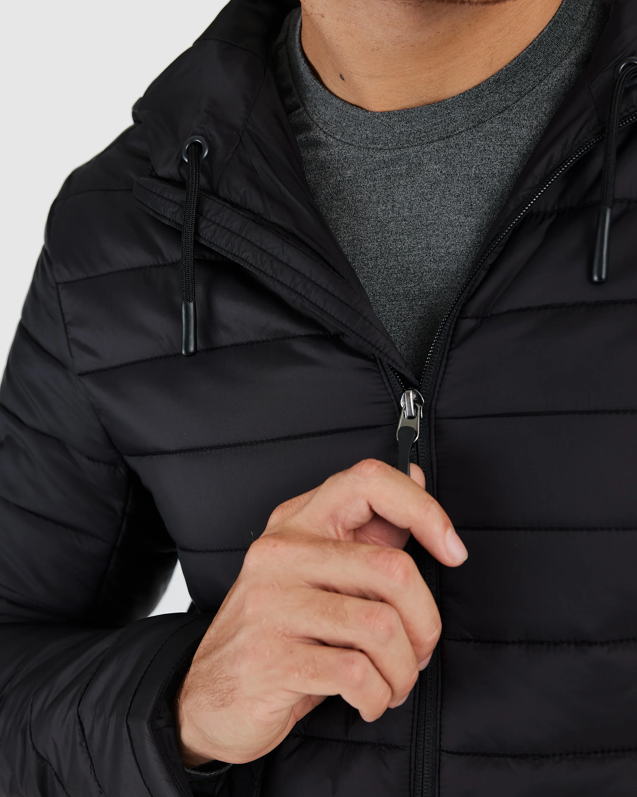 Black Hooded Puffer Jacket - Image 6