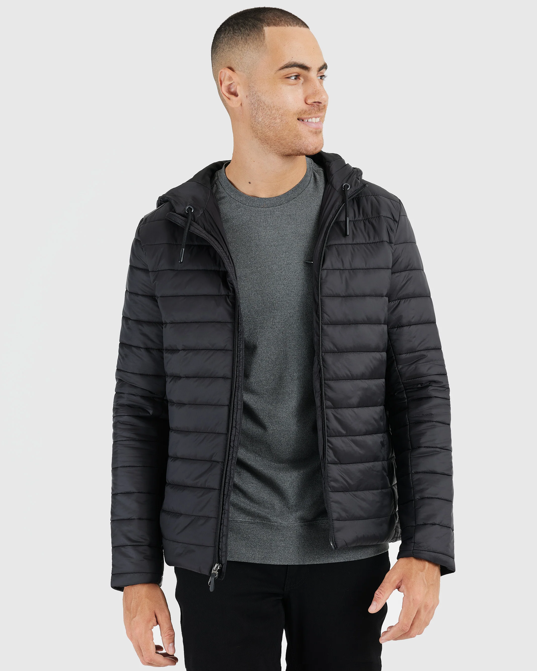 Black Hooded Puffer Jacket - Image 8