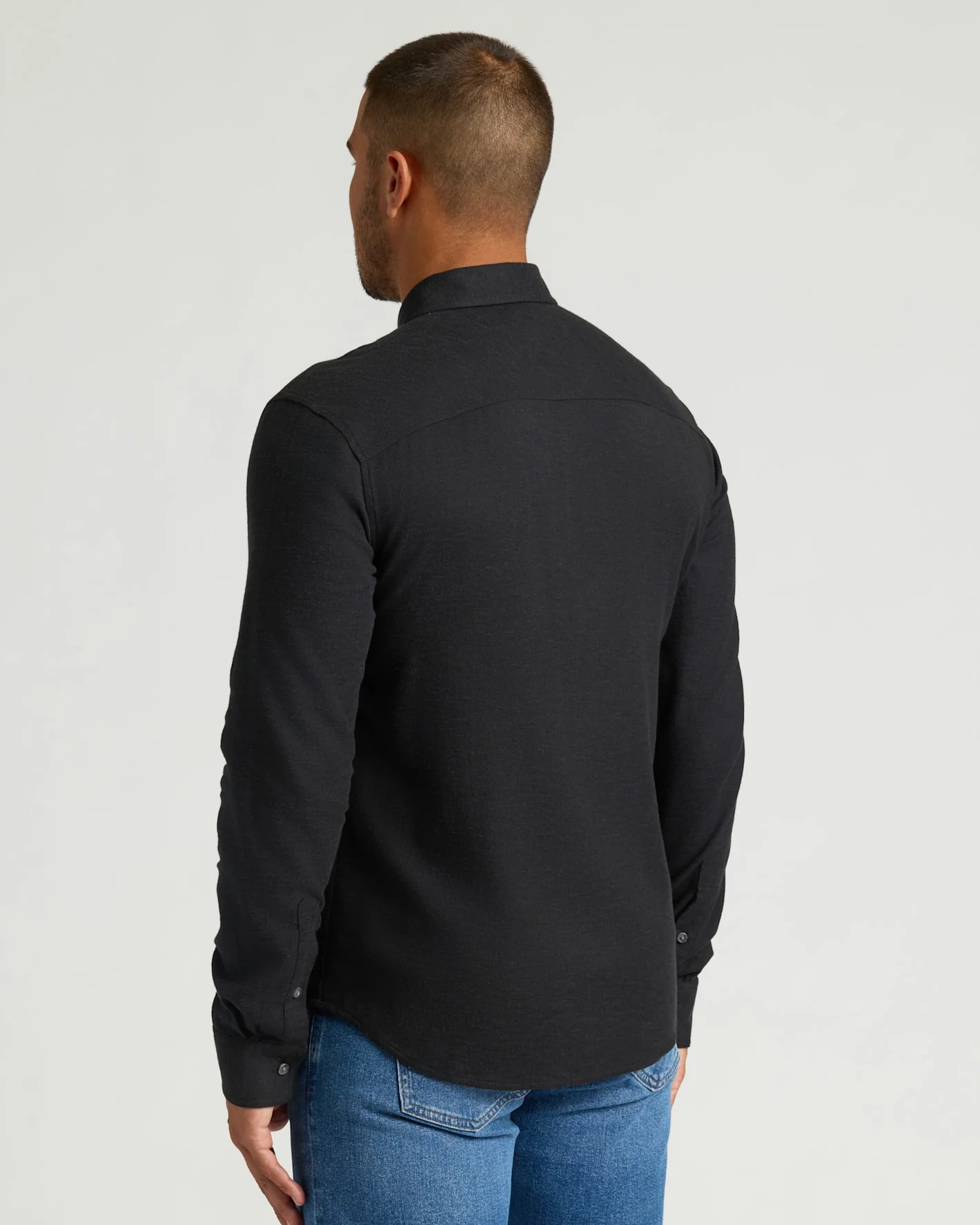 Black Long Sleeve Flannel Shirt - Image 3