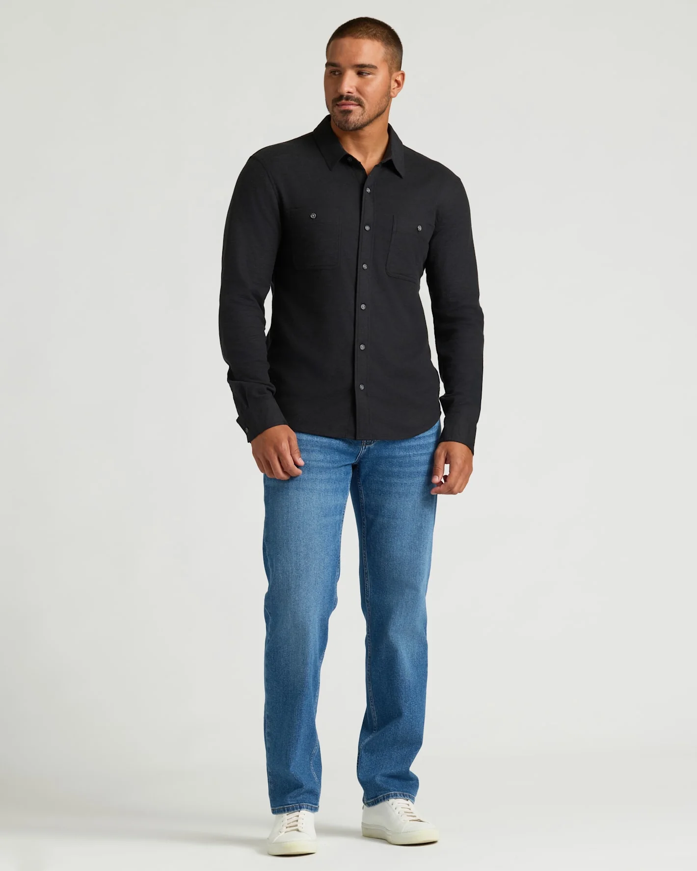 Black Long Sleeve Flannel Shirt - Image 4