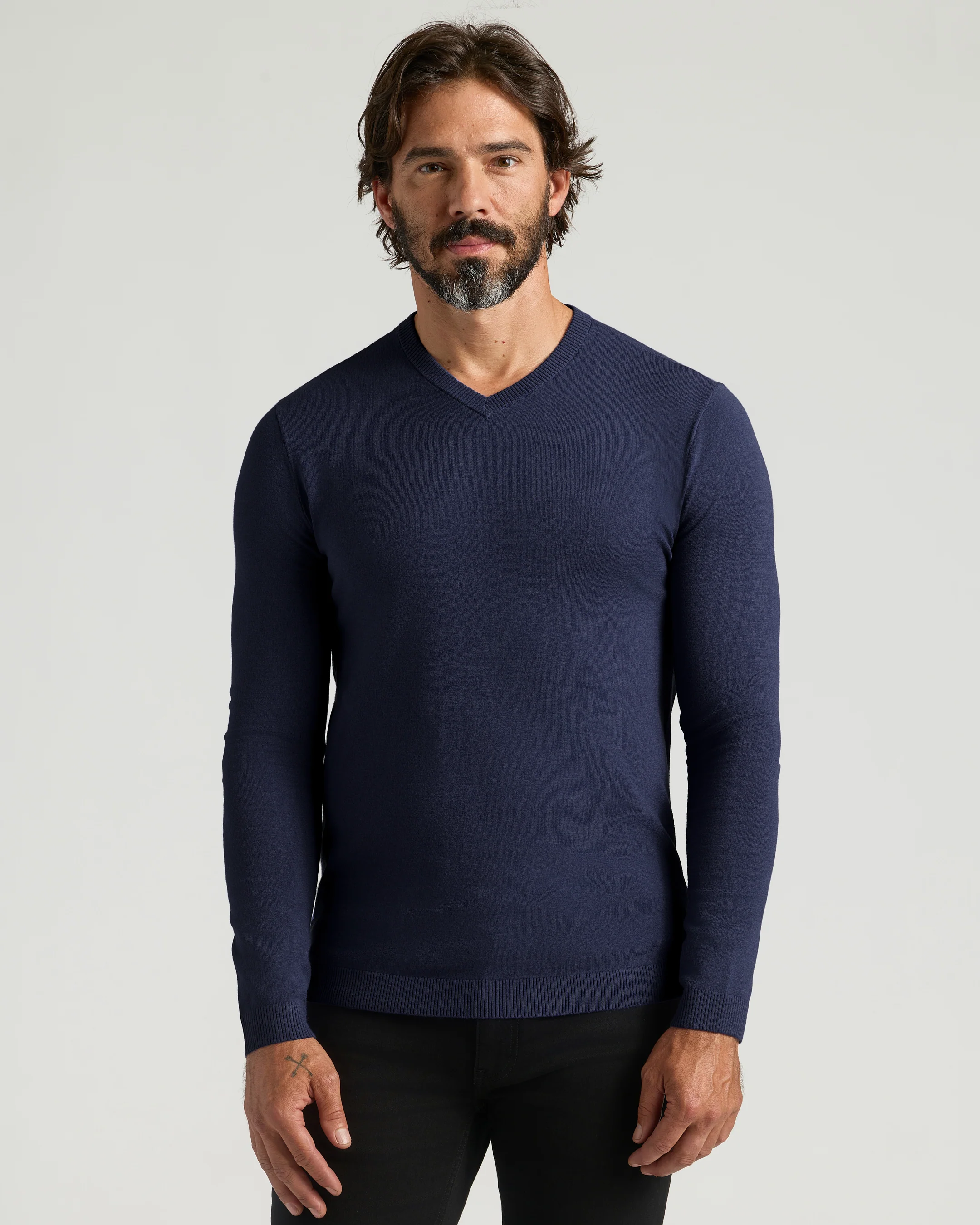 Black & Navy Dressy V-Neck Sweater 2-Pack - Image 2