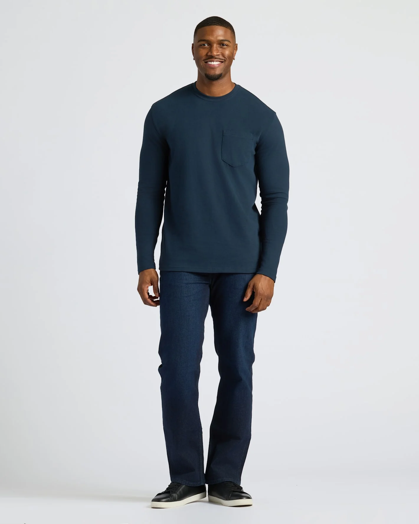 Black & Navy Tall Heavyweight Long Sleeve Pocket Crew 2-Pack - Image 4