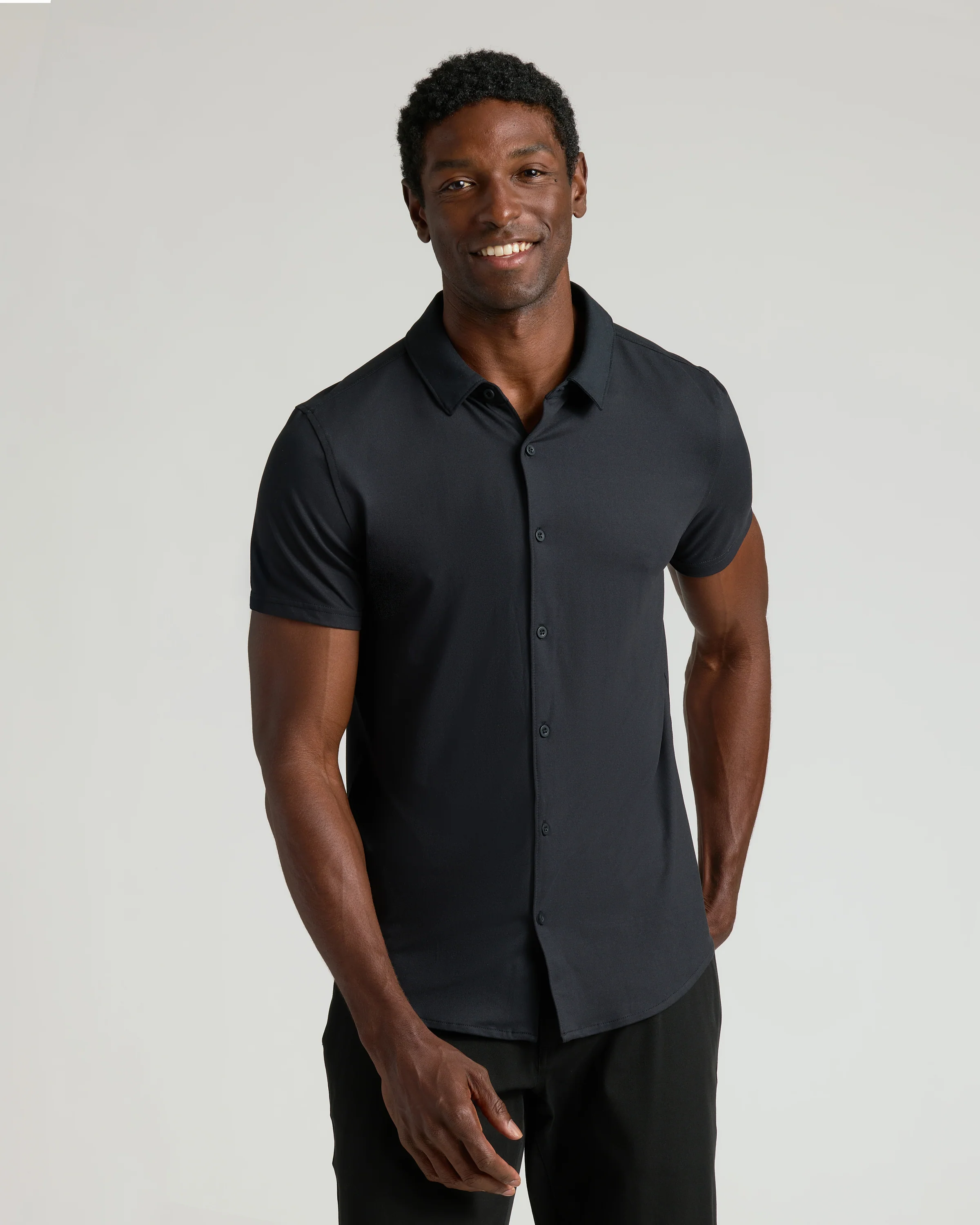 Black Short Sleeve Comfort Knit Shirt - Image 4