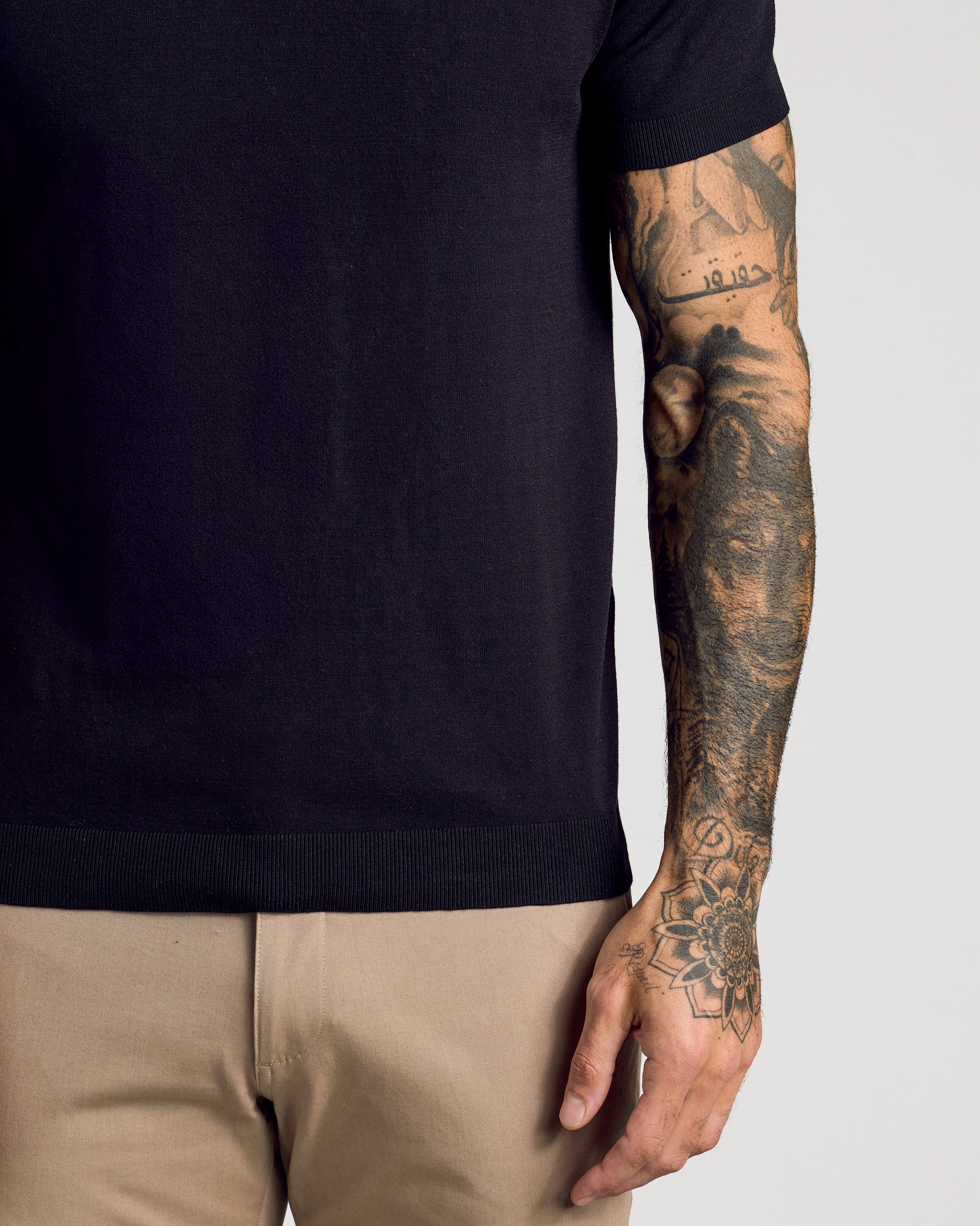 Black Short Sleeve Sweater Polo - Image 5