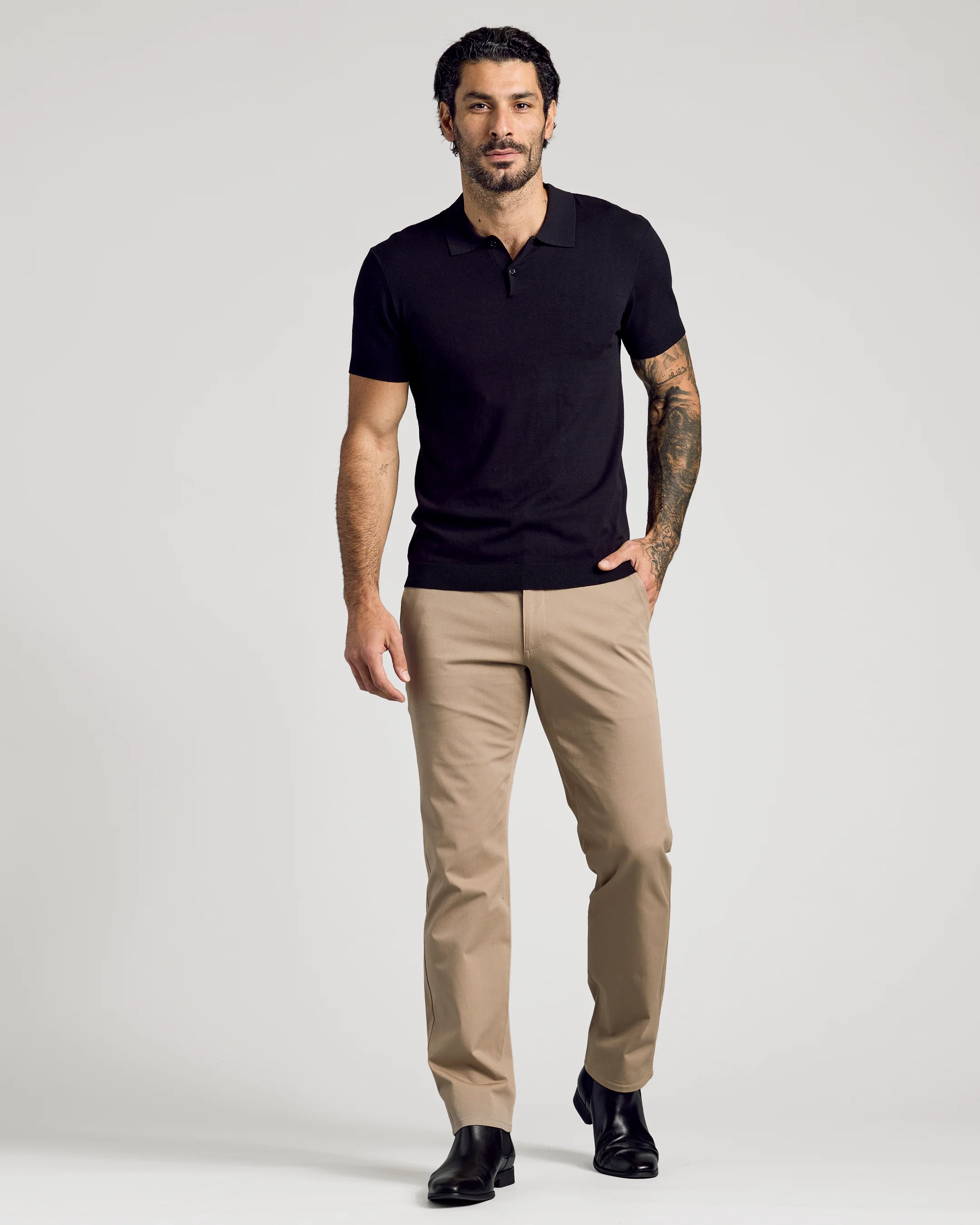 Black Short Sleeve Sweater Polo - Image 6