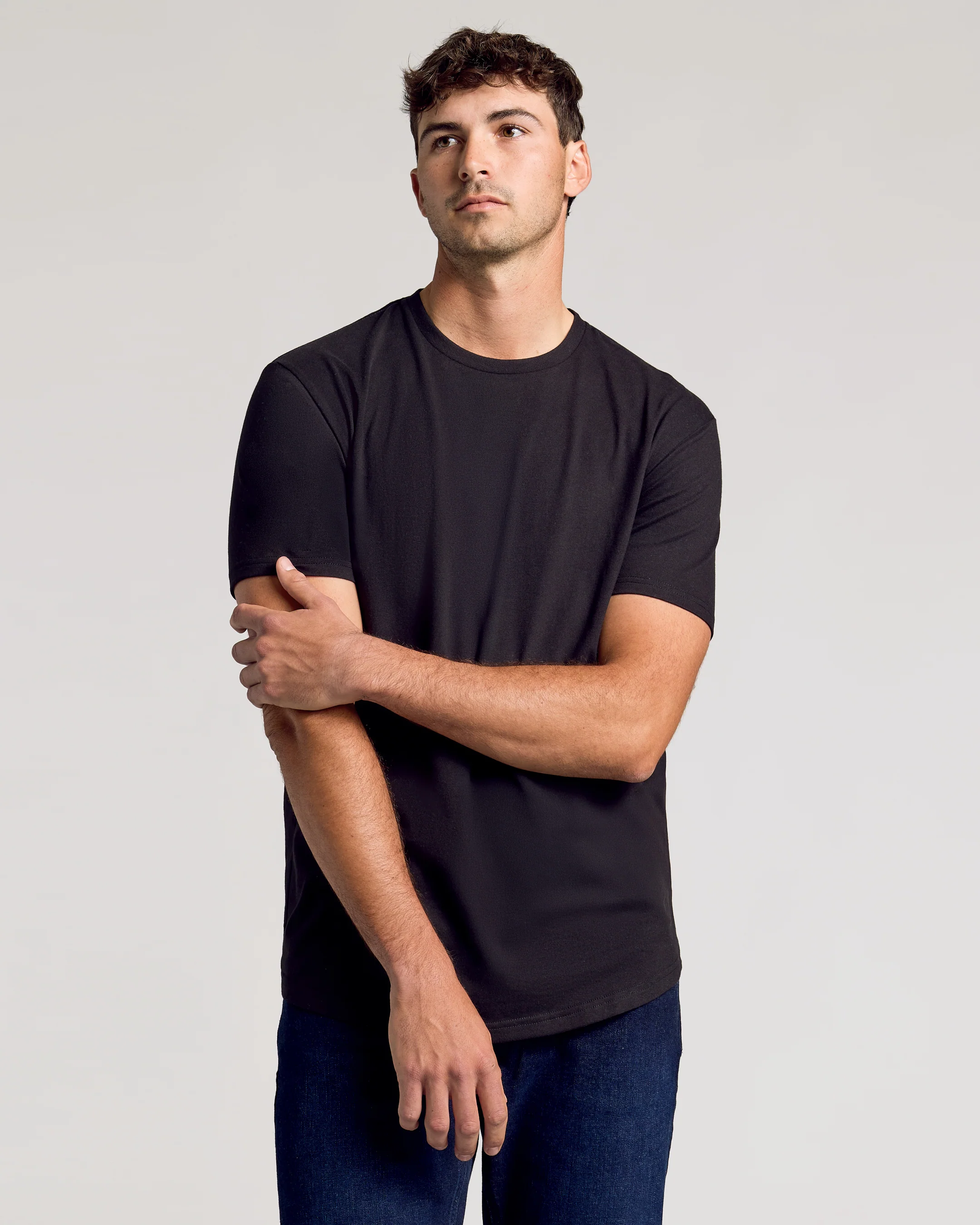 Black Short Sleeve Tall Curved Hem Crew - Image 4