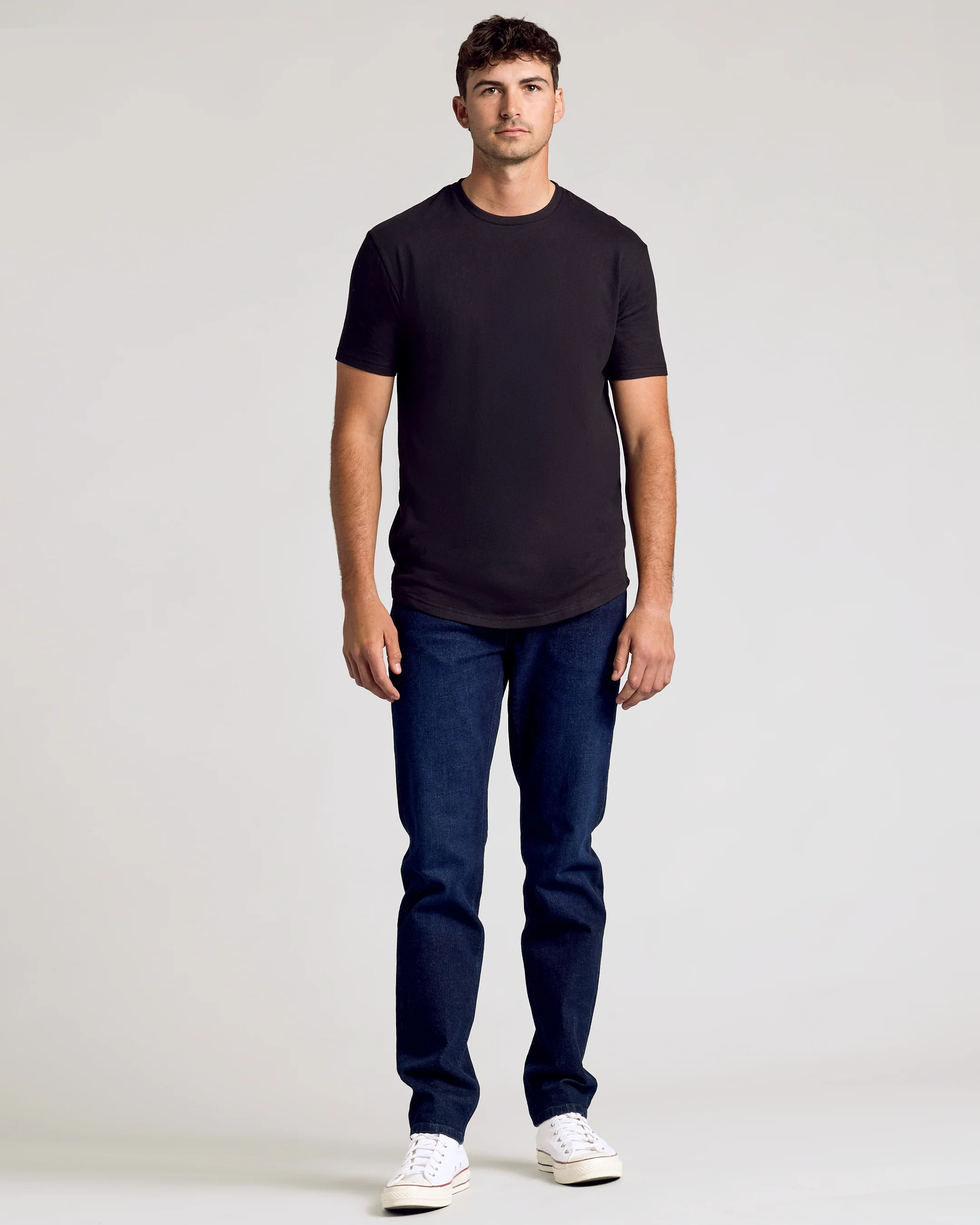 Black Short Sleeve Tall Curved Hem Crew - Image 8