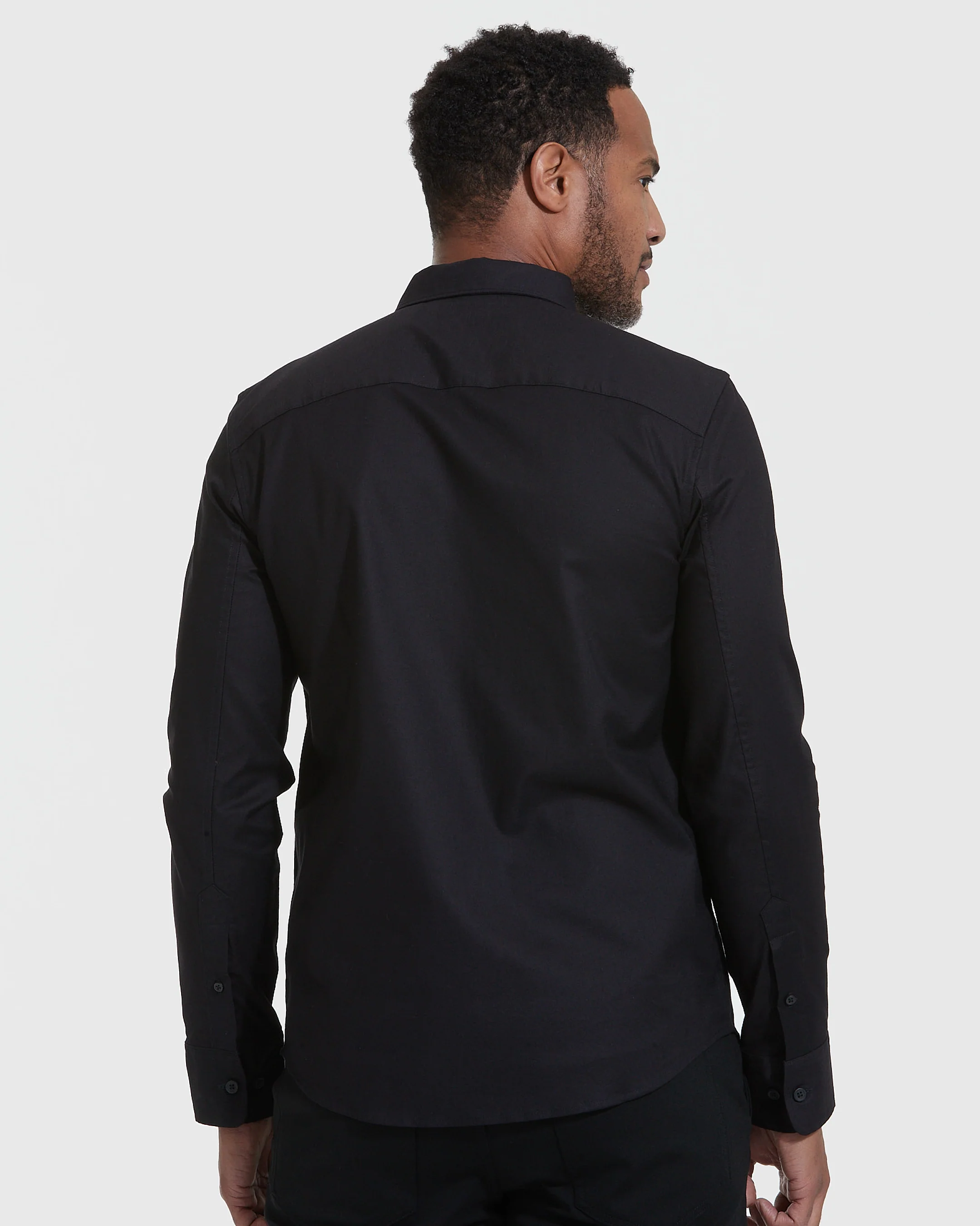 Black Stretch Oxford Long Sleeve Shirt - Image 4