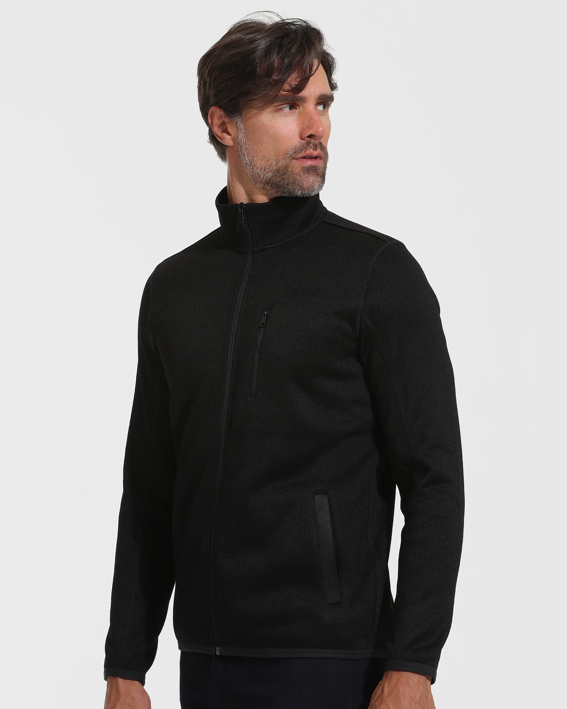Black Sweater Fleece Jacket - Image 3