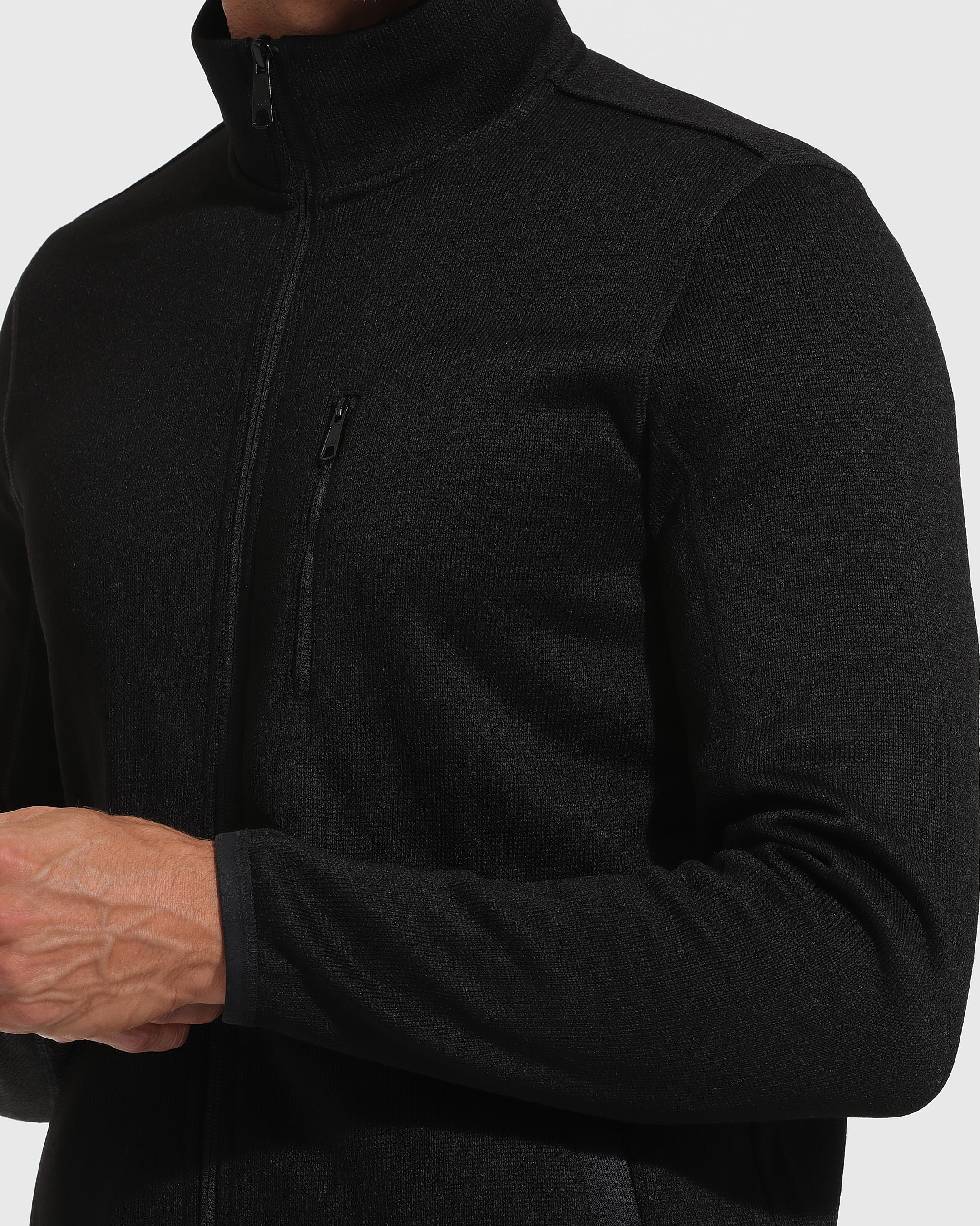 Black Sweater Fleece Jacket - Image 5