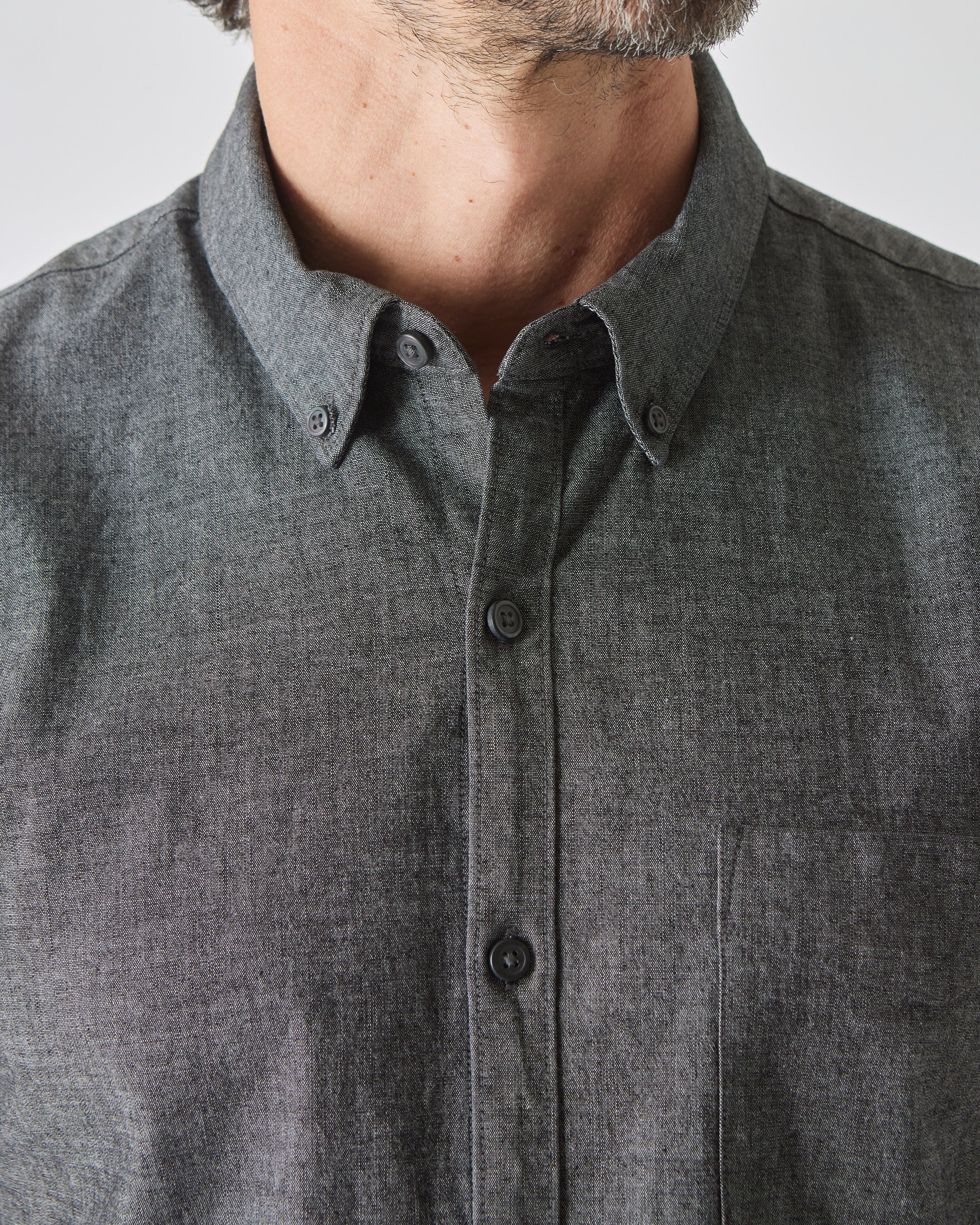 Black Wash Short Sleeve Stretch Chambray Shirt - Image 5