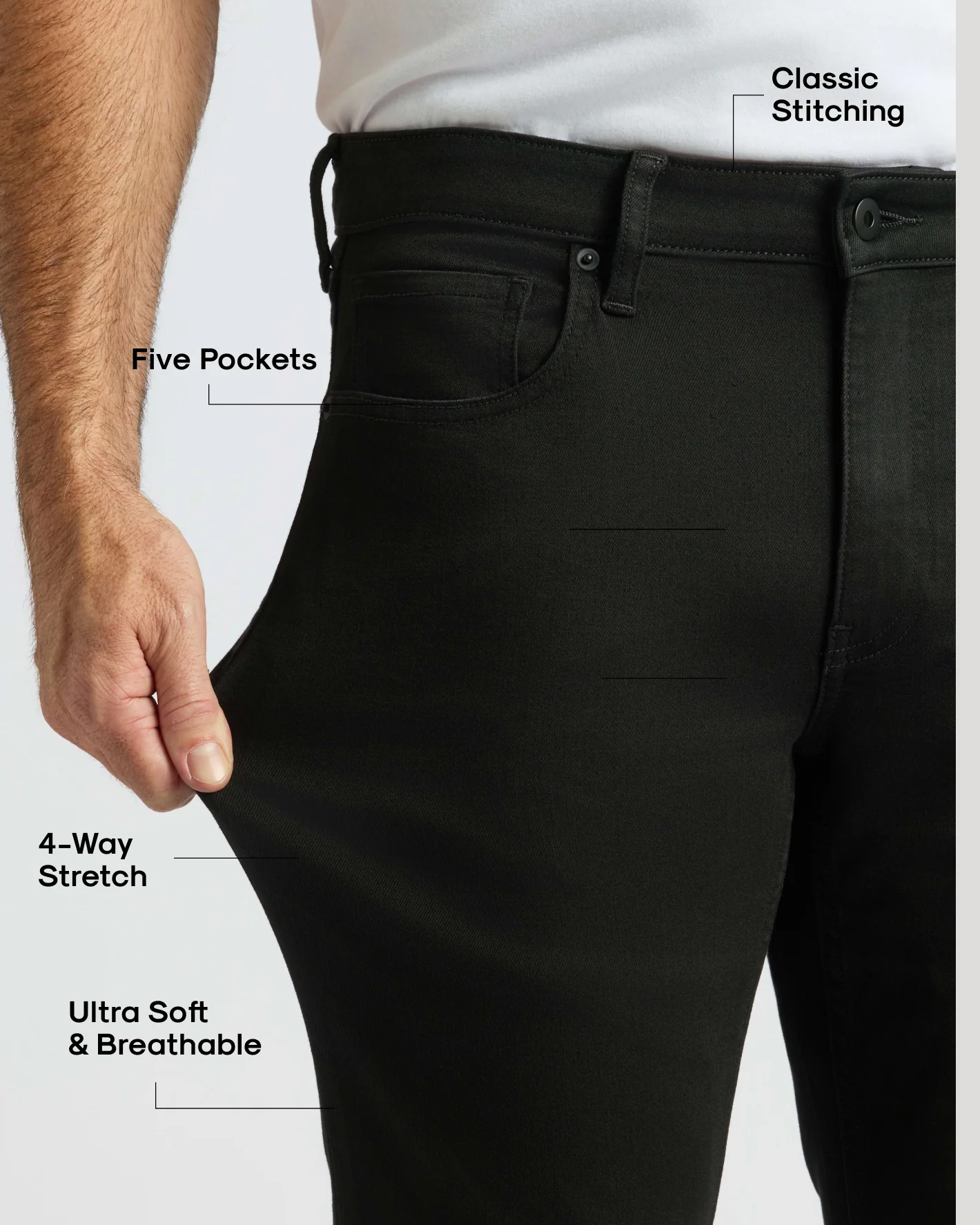Black Wash Straight Comfort Stretch Jeans - Image 3