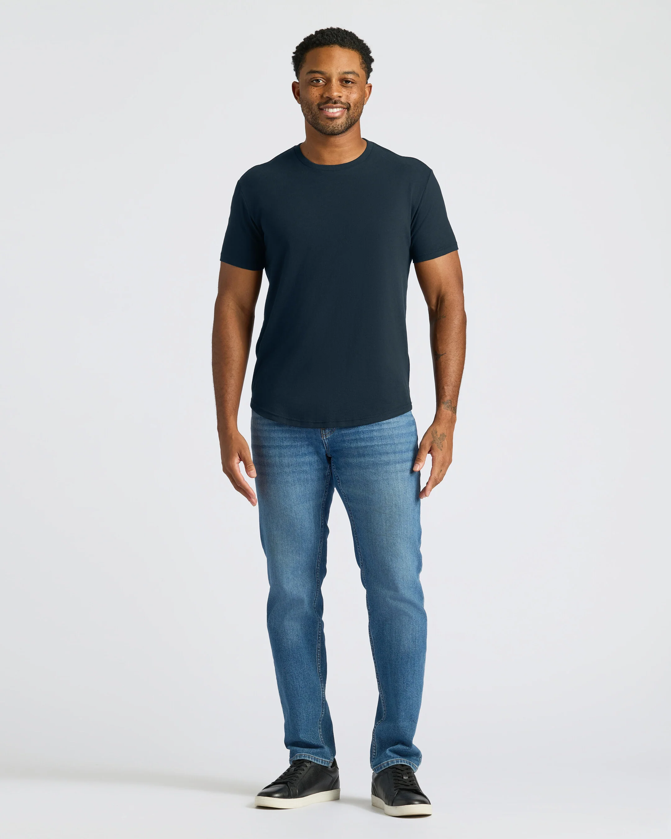 Navy Curved Hem Classic Crew Neck - Image 4