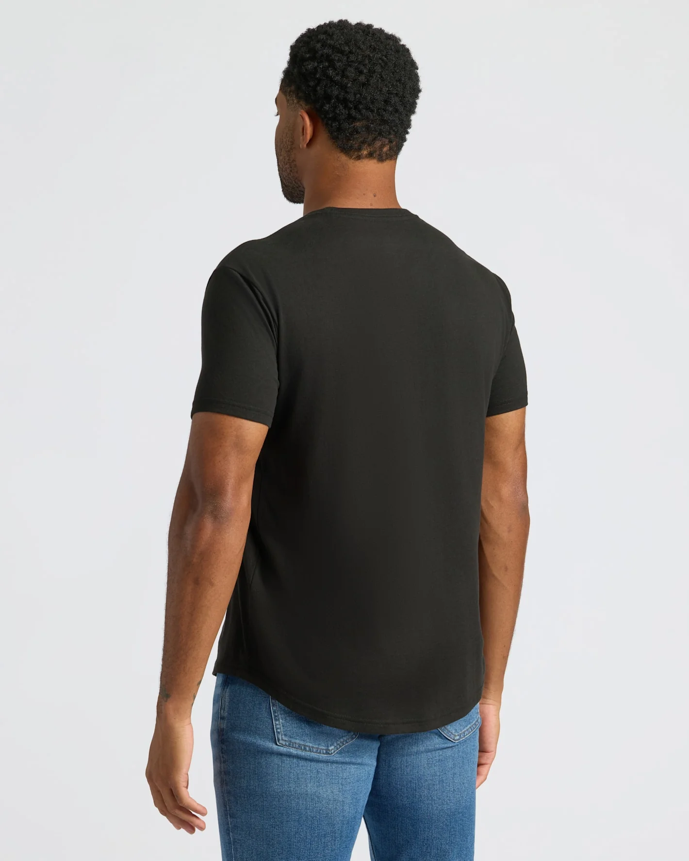 Black Curved Hem Classic Crew Neck - Image 4